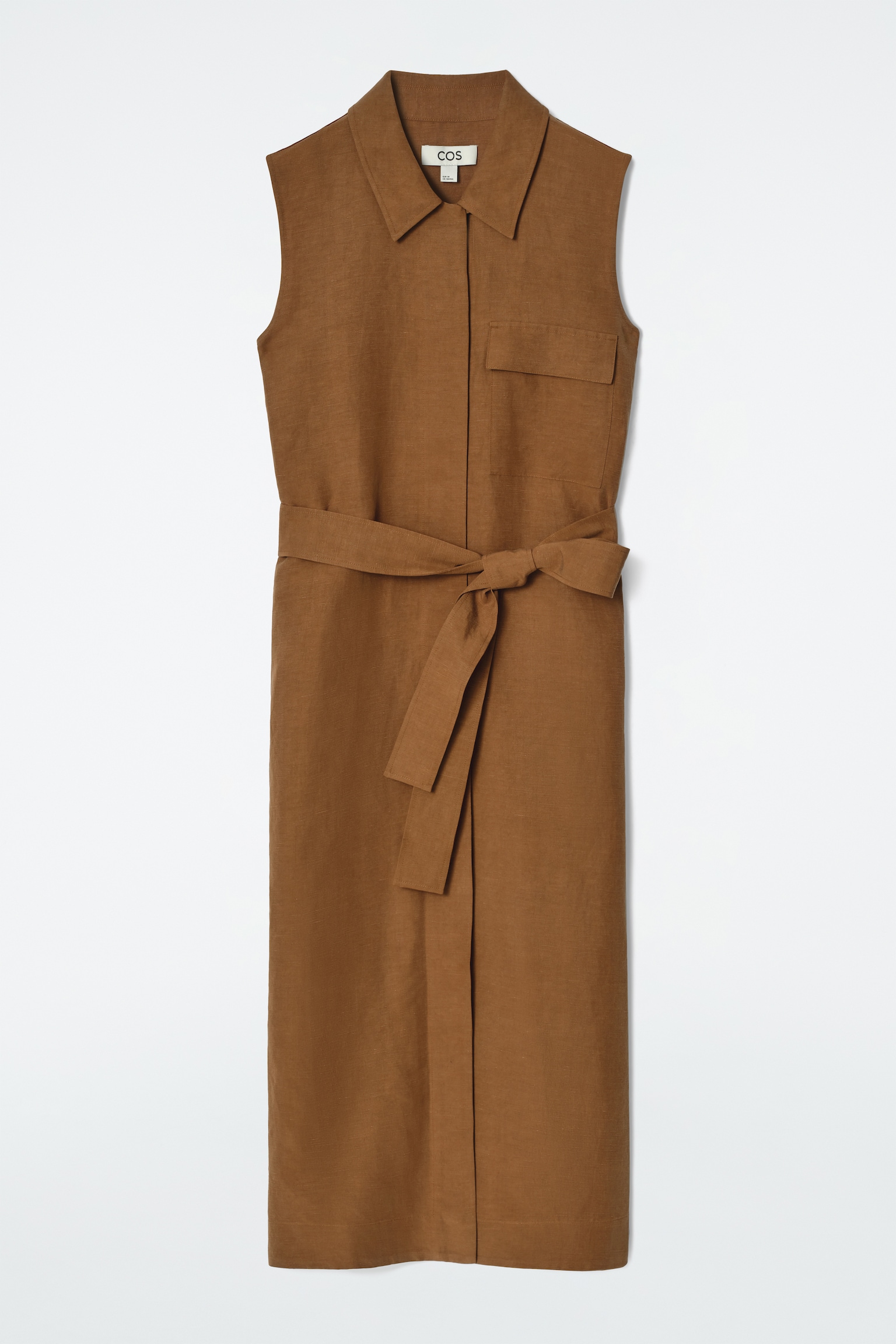 VESTIDO CAMISERO MIDI UTILITY SIN MANGAS - OCRE - 2