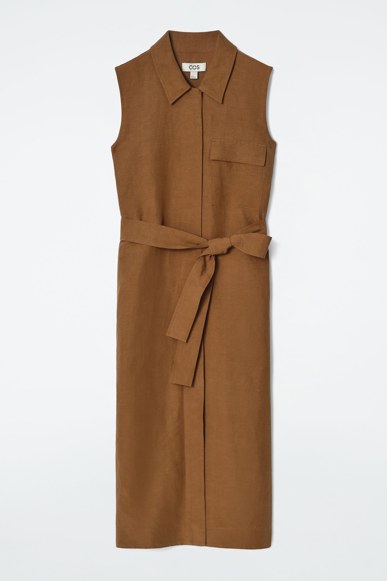 SLEEVELESS UTILITY MIDI SHIRT DRESS - OCHRE | COS DE