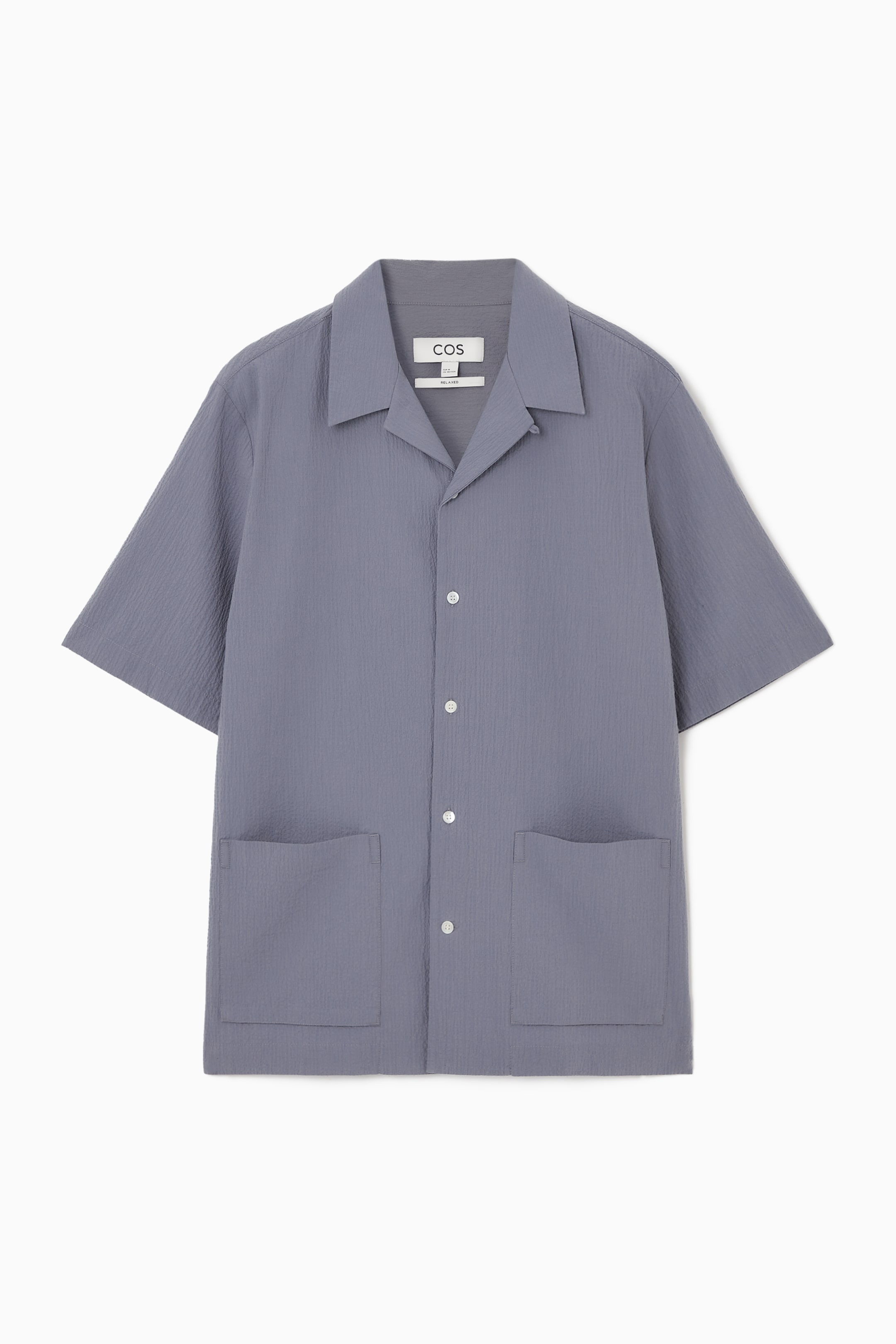 View larger image: SEERSUCKER COTTON SHORT-SLEEVED SHIRT - DUSTY BLUE - Men | H&M GB 1