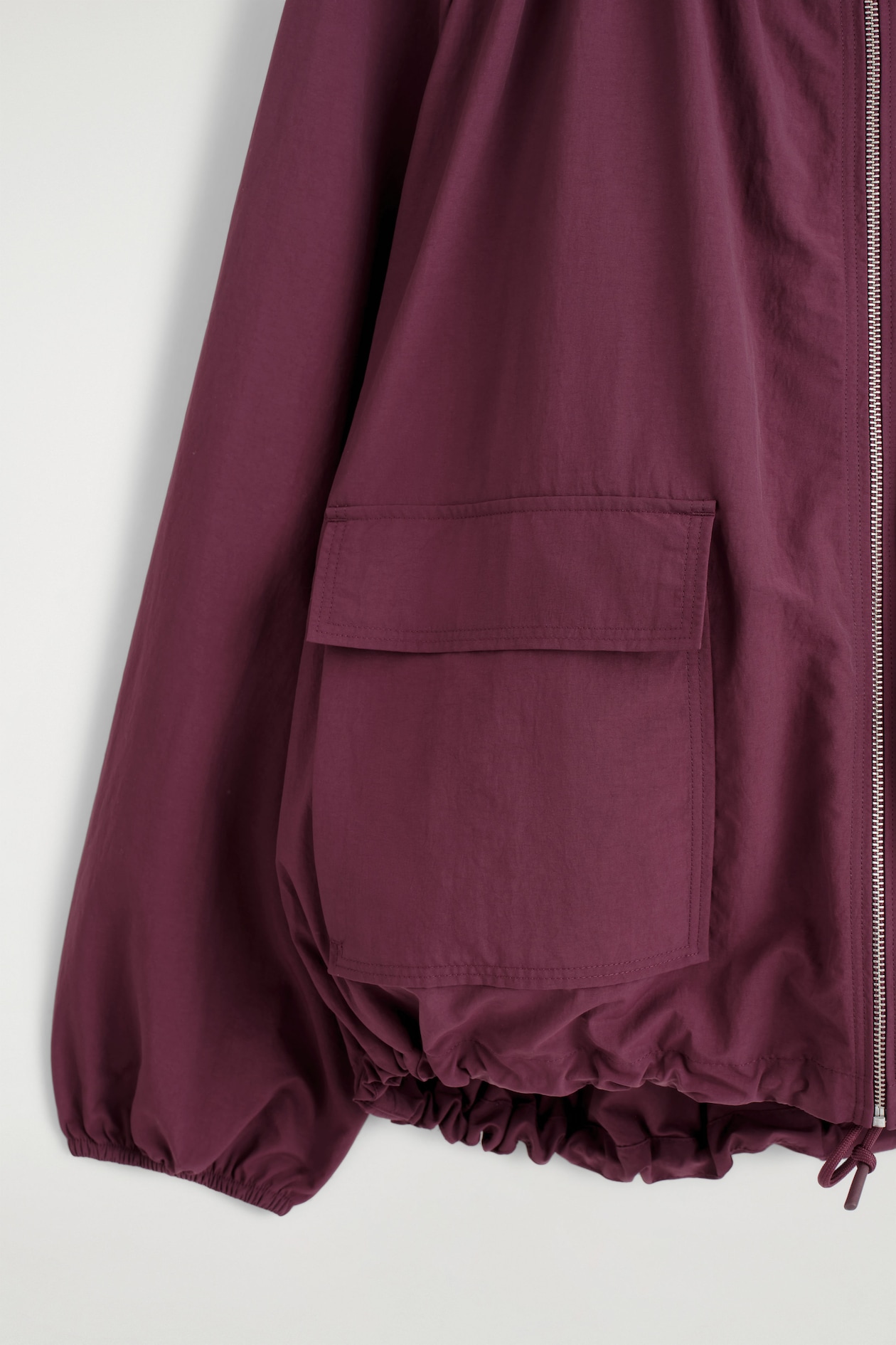 TECHNICAL HOODED PARKA JACKET — DARK RED