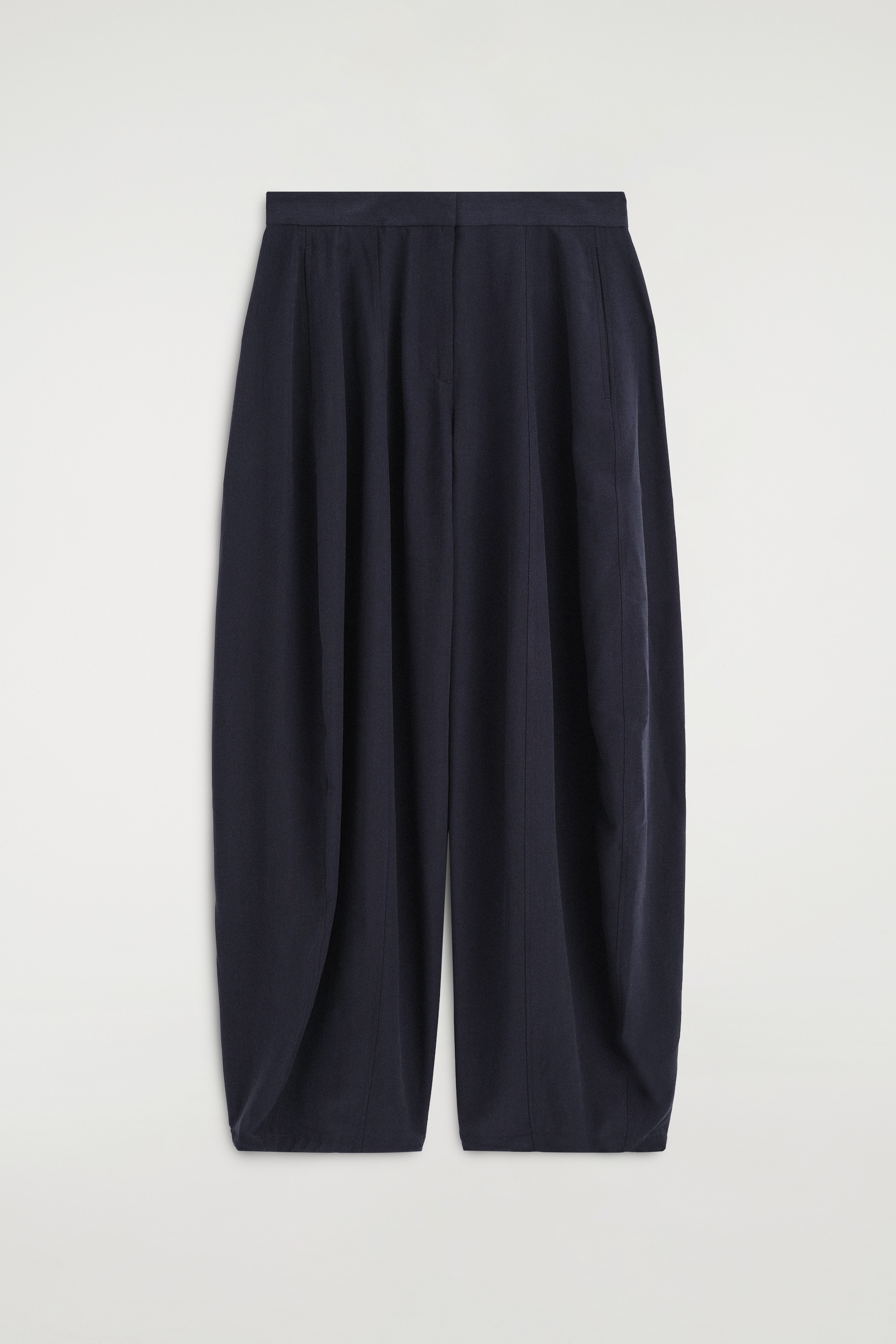 PANTALONI BARREL FLUIDI CON CUCITURE A VISTA - BLU NAVY