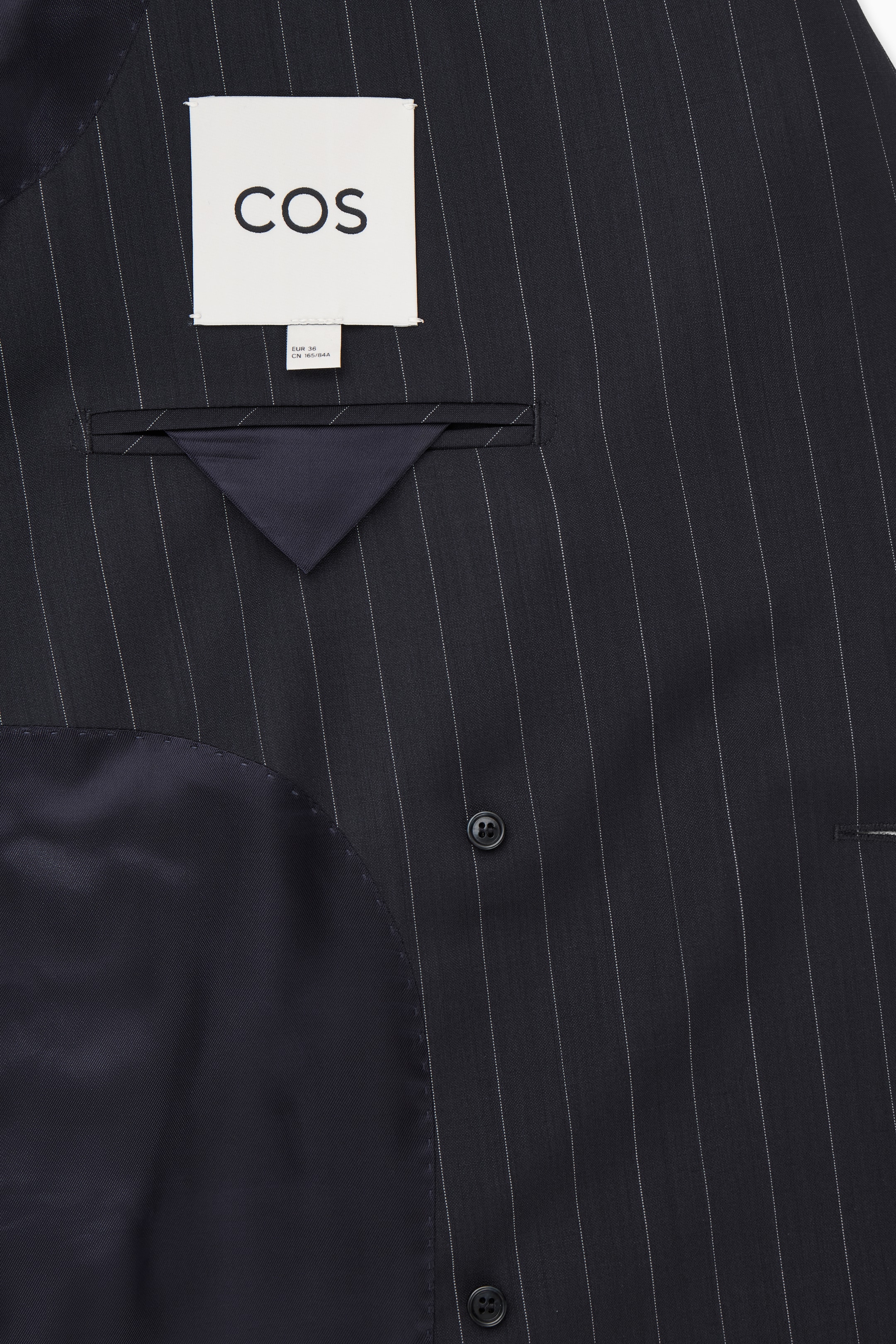 Agrandir l'image: BLAZER FINES RAYURES OVERSIZE LAINE - BLEU MARINE / RAYURES FINES - FEMME | H&M CH 2