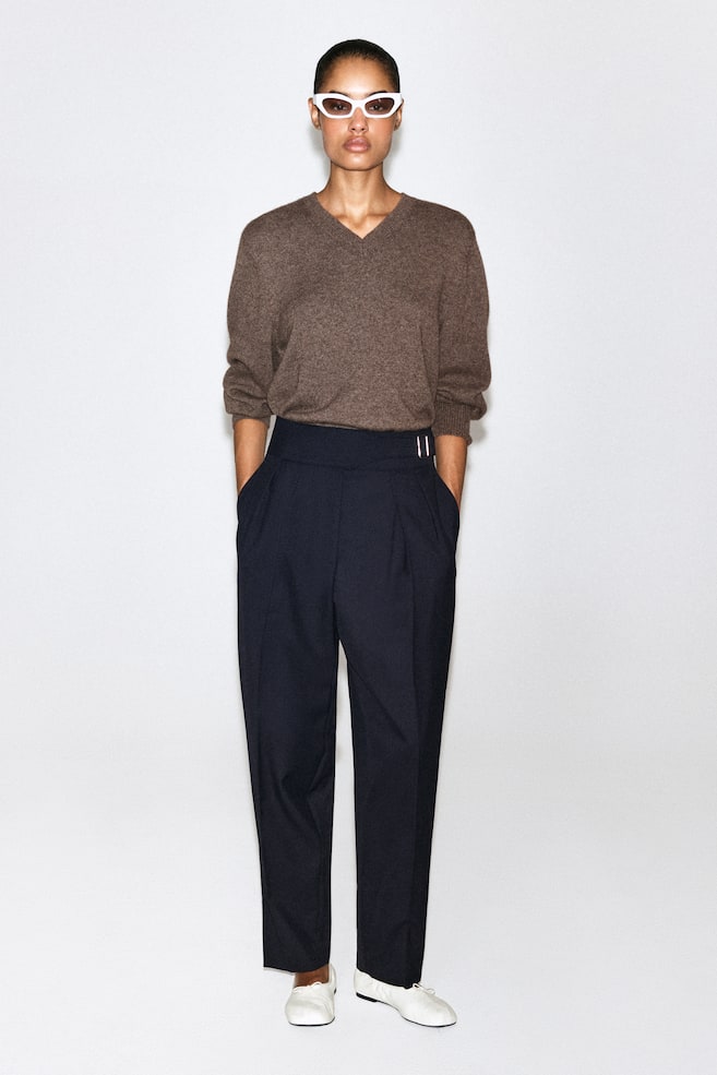 PANTALÓN BARREL LEG FAJÍN - AZUL MARINO/NEGRO - 1