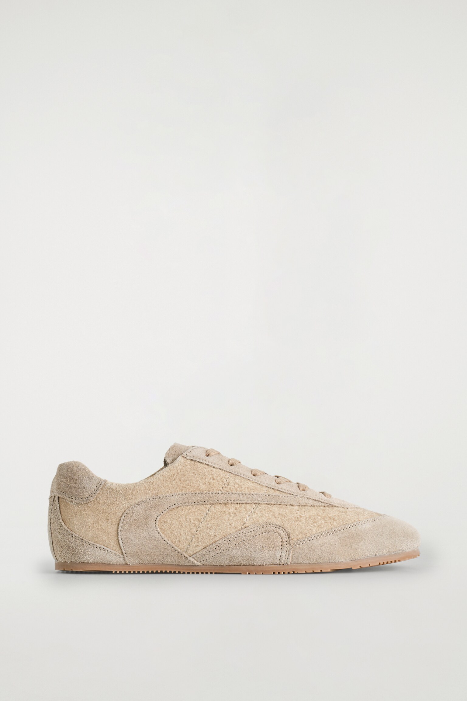 SCHLICHTE SNEAKERS AUS VELOURSLEDER - CAPPUCCINO/Stahlblau - 2