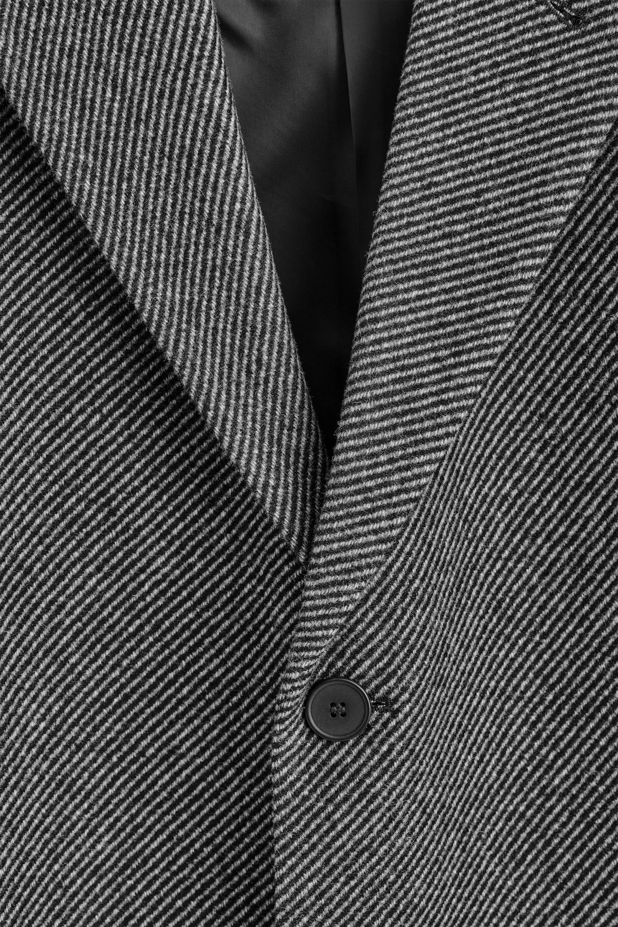 SINGLE-BREASTED WOOL LONG COAT — GREY / STRIPED