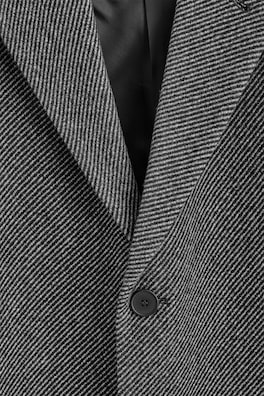 SINGLE-BREASTED WOOL LONG COAT — GREY / STRIPED 1