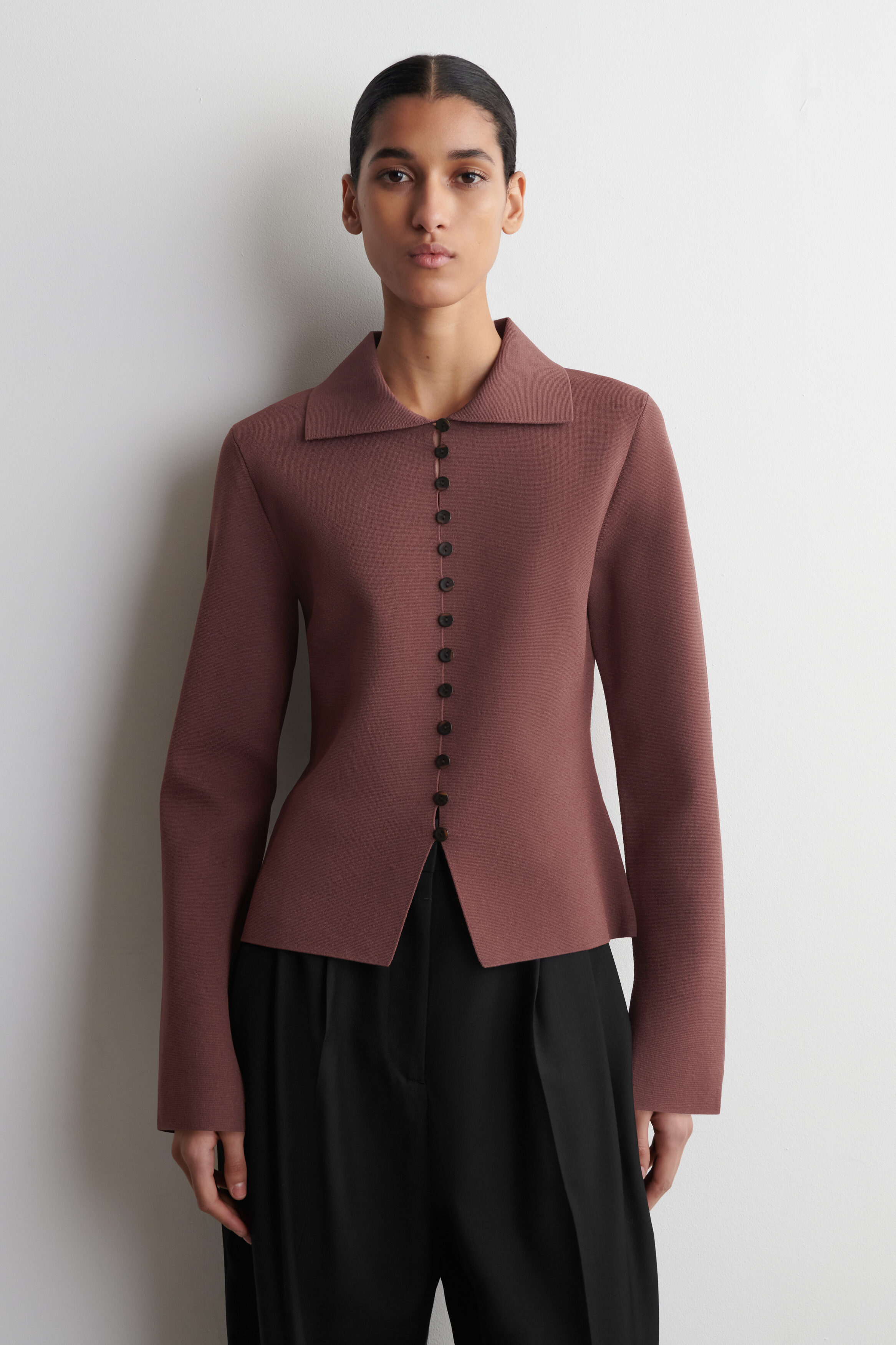 WAISTED MILANO-KNIT CARDIGAN - RUST BROWN | COS US