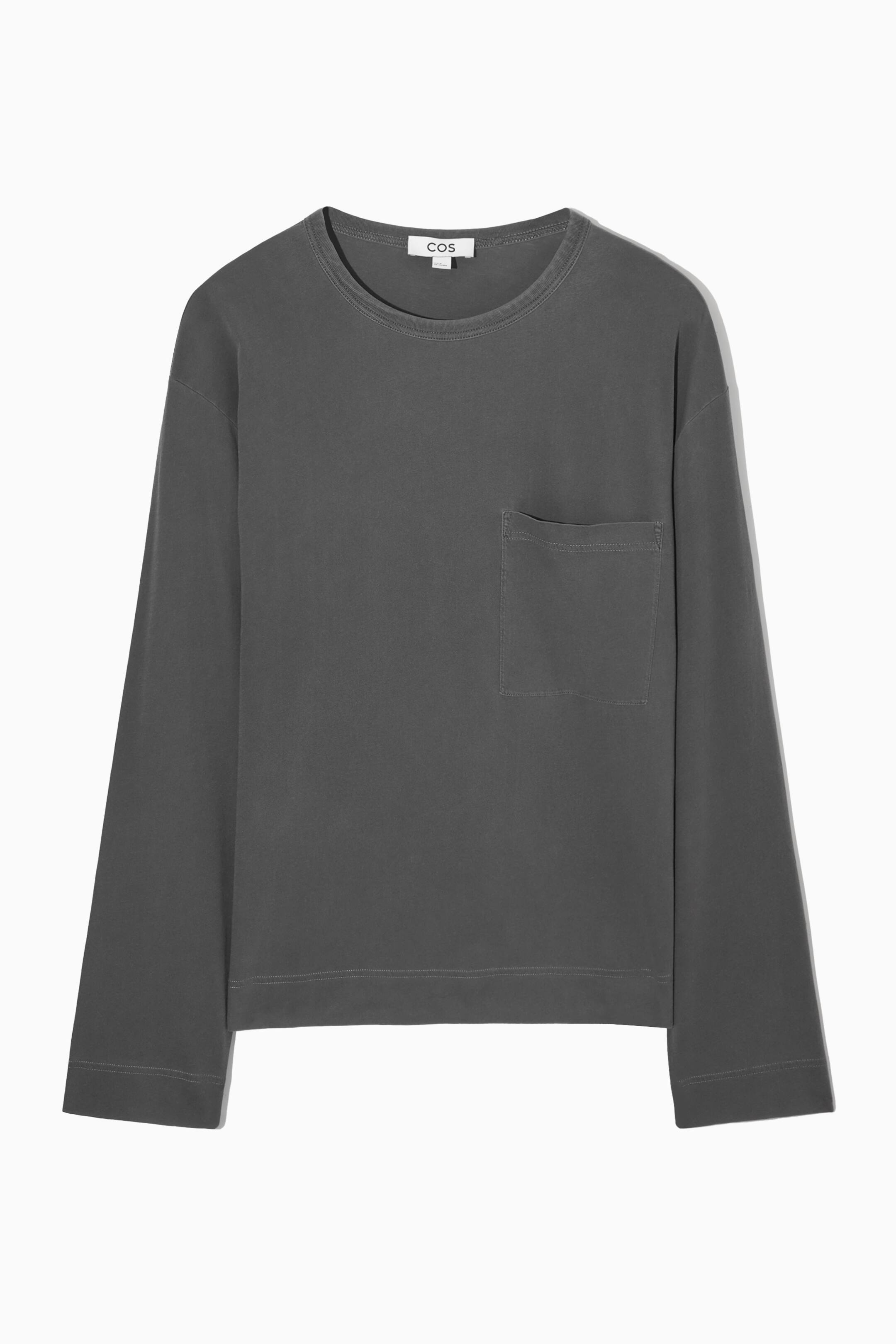 Se større billede: LIGHTWEIGHT LONG-SLEEVED T-SHIRT - DARK GREY - HERRE | H&M DK 1