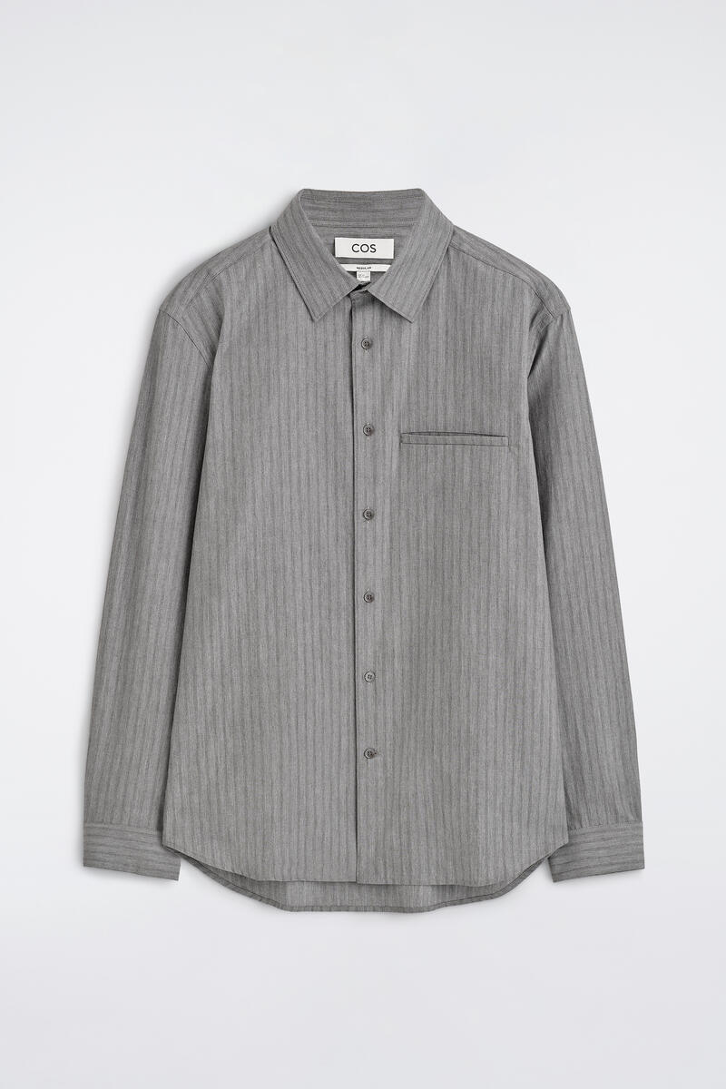 Striped Cotton Shirt in Gray