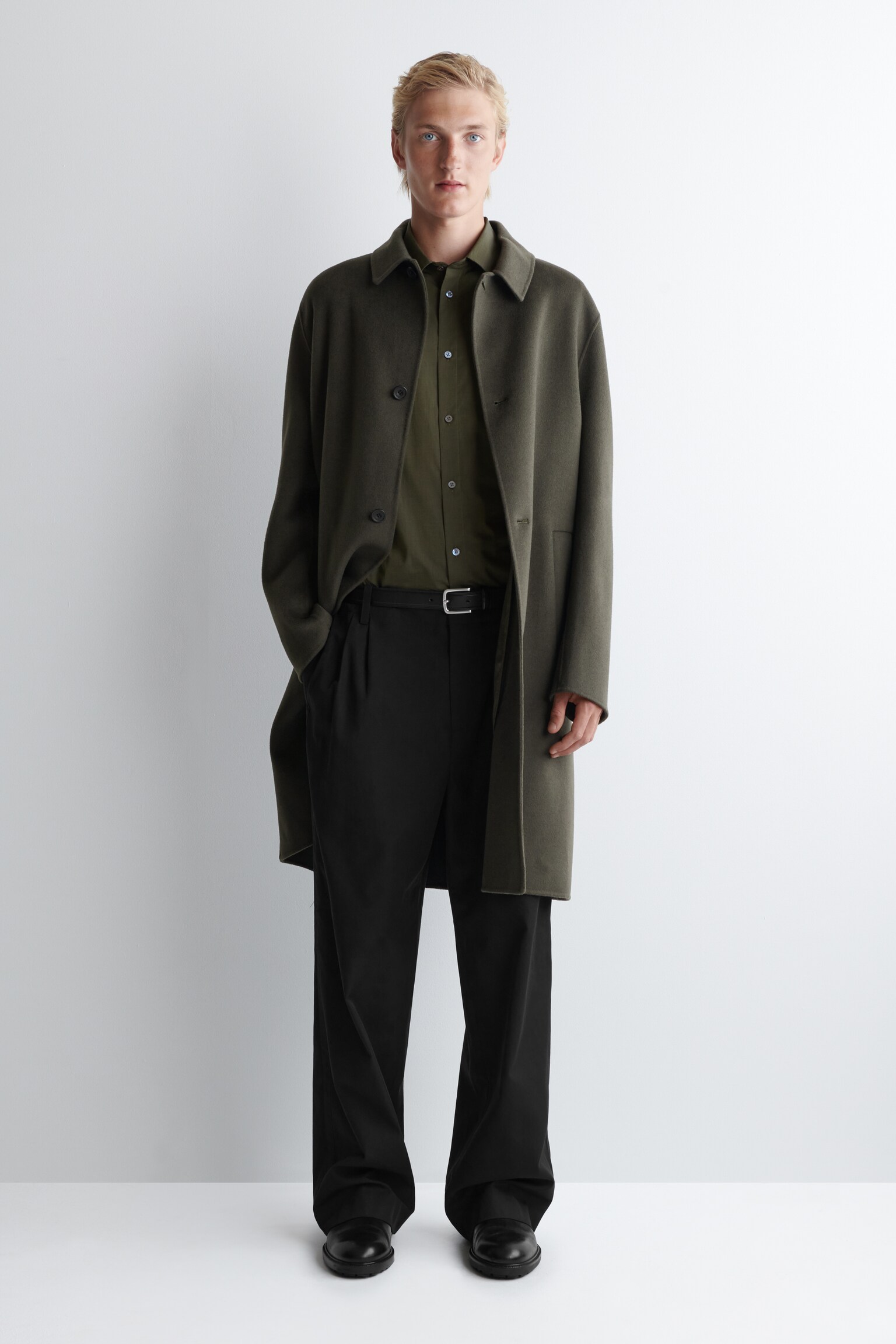PANTALONI A GAMBA LARGA CON PIEGHE - NERO - 1