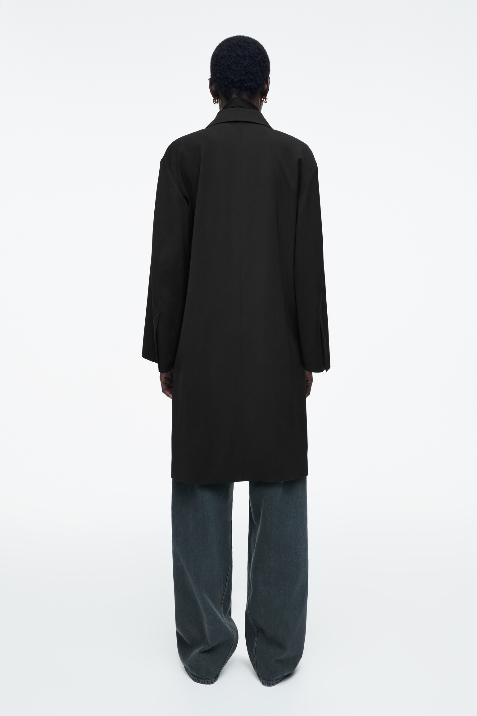 SINGLE-BREASTED CAR COAT - BLACK - 7