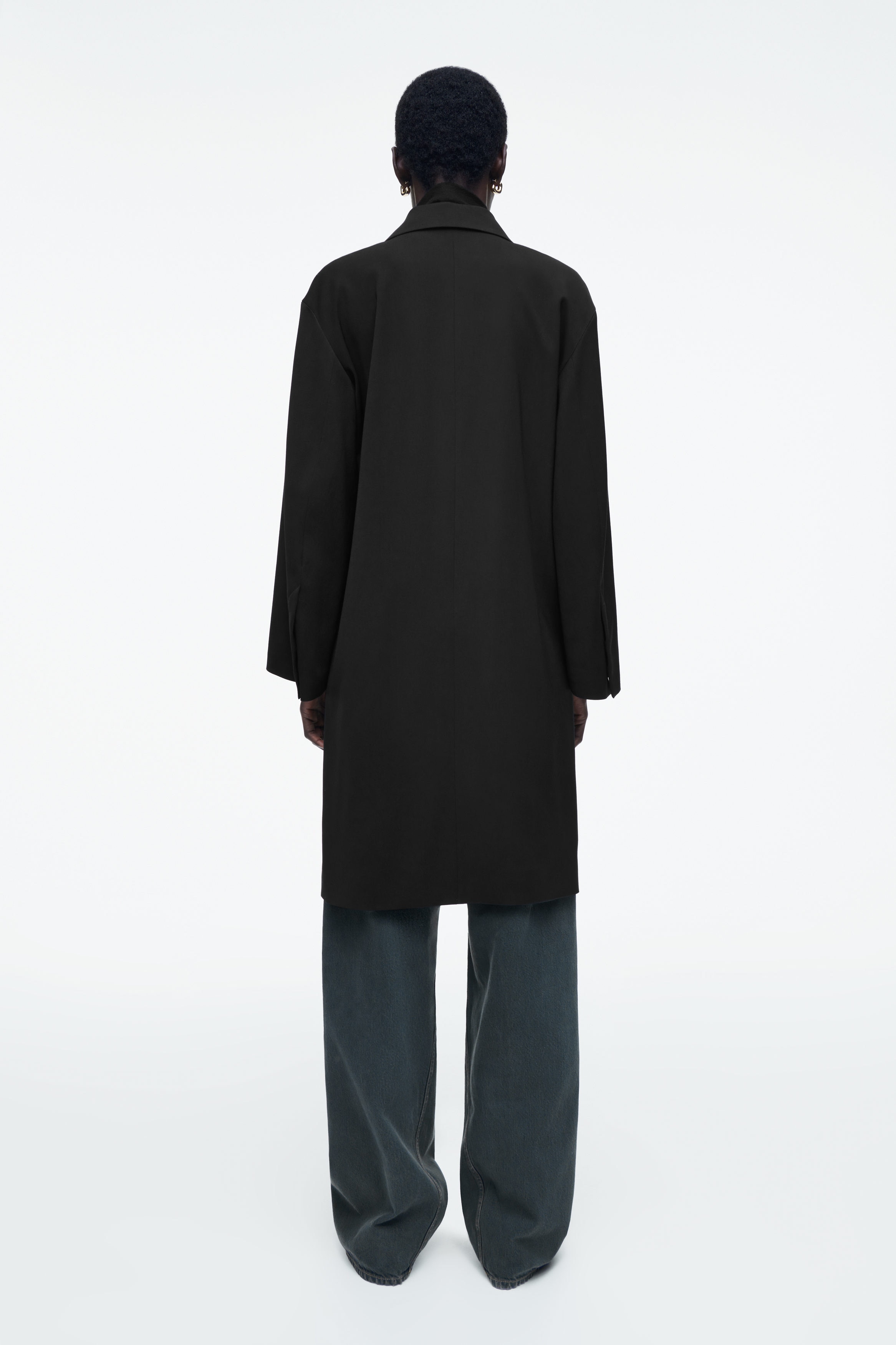 SINGLE-BREASTED CAR COAT - BLACK | COS