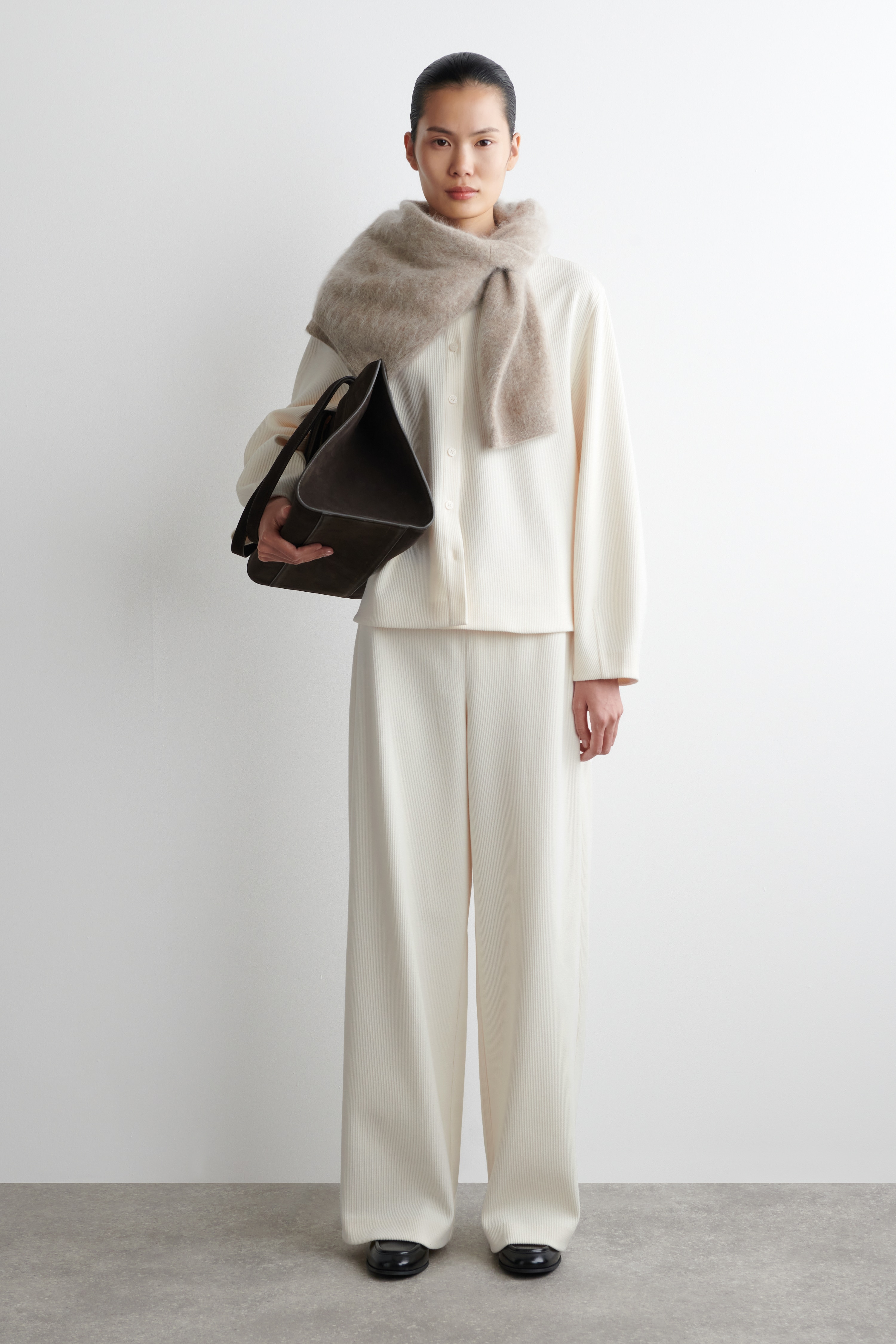 CORDUROY WIDE-LEG TROUSERS - WHITE