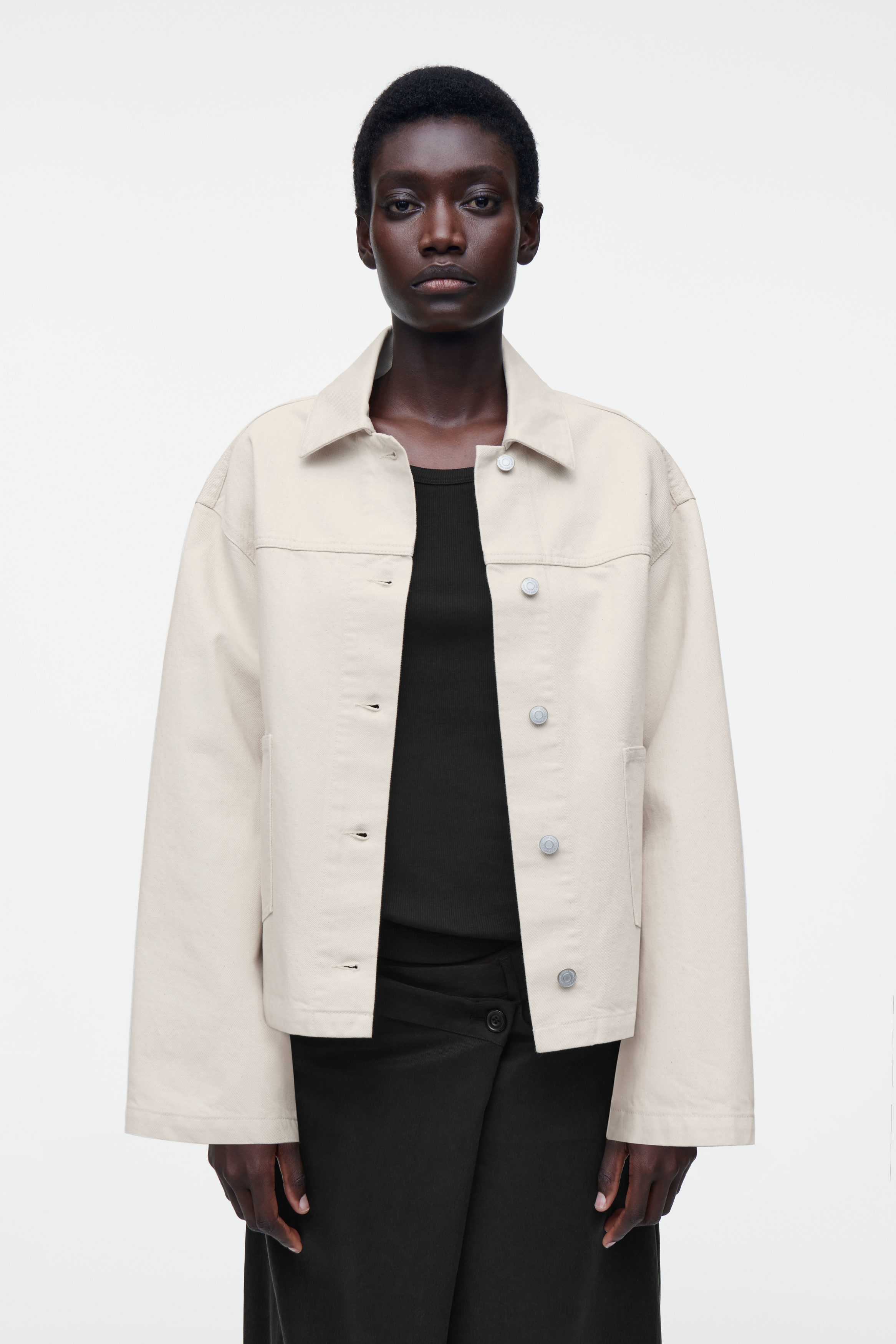 BOXY DENIM ZIP-UP JACKET - PURPLE OVERDYE | COS