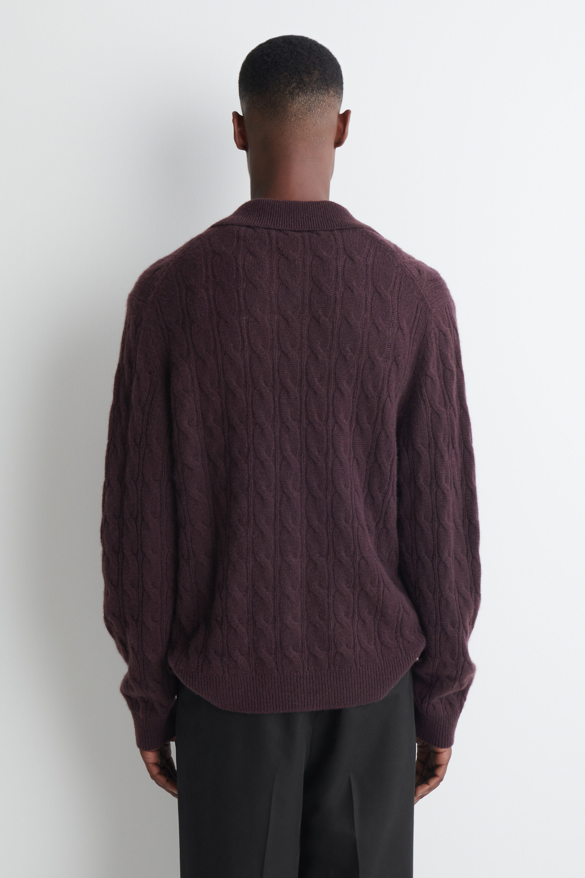 CABLE-KNIT CASHMERE POLO SWEATER - thumbnail 4