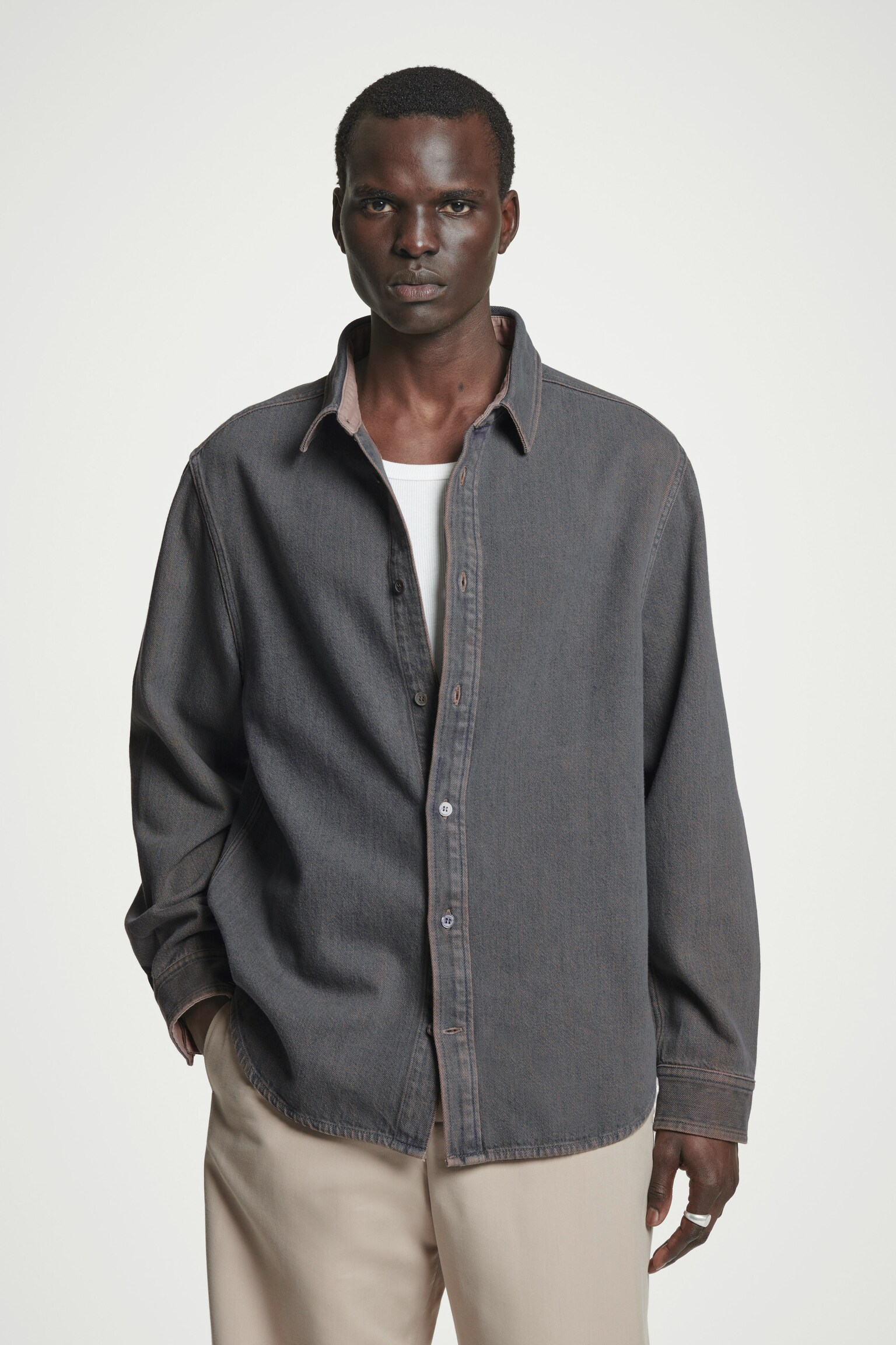 RELAXED DENIM SHIRT - APRICOT OVERDYE