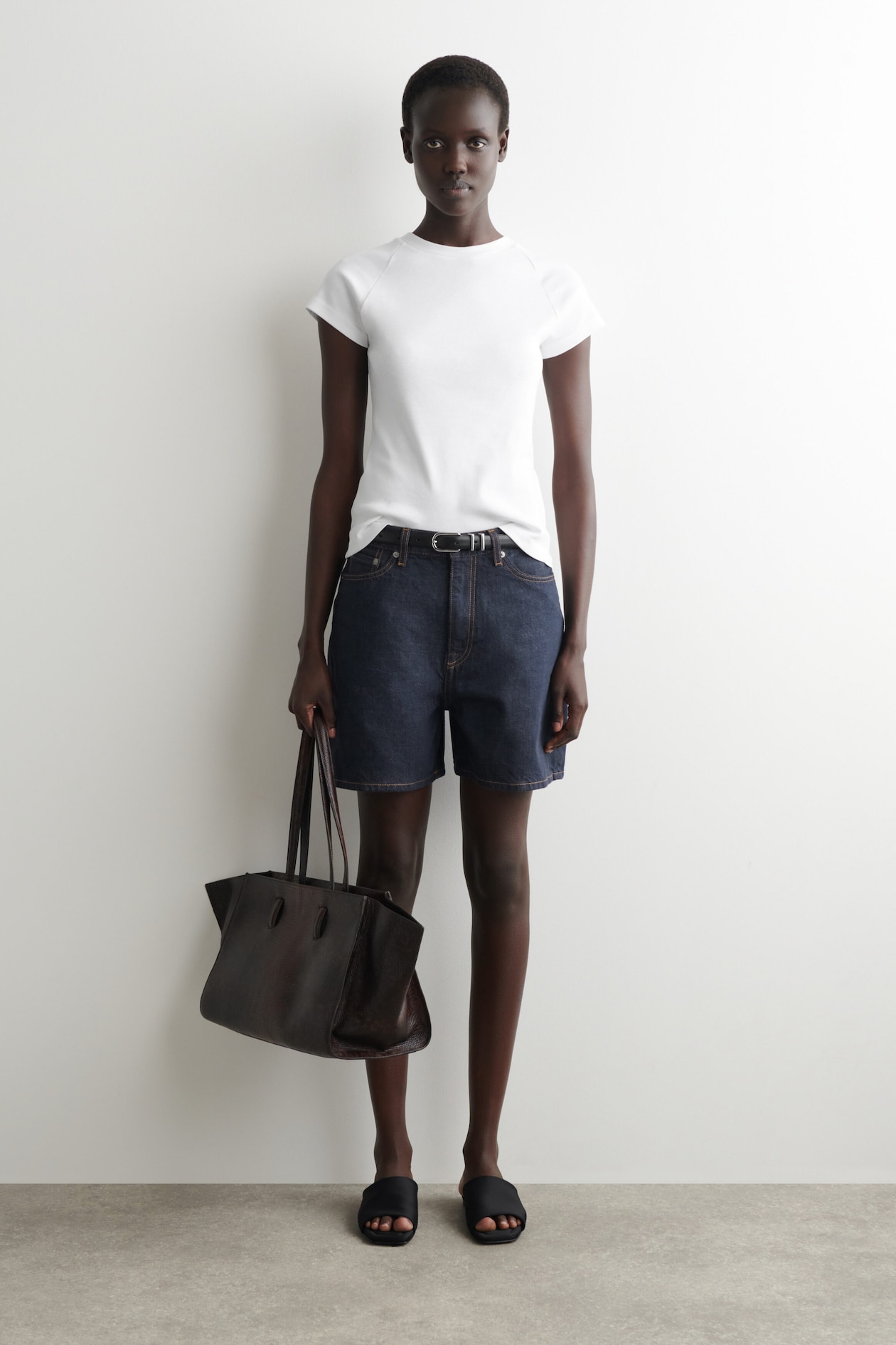 HIGH-RISE DENIM SHORTS