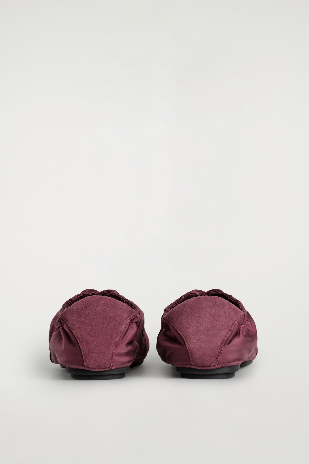 SUEDE-NYLON BALLET TRAINERS — BORDEAUX