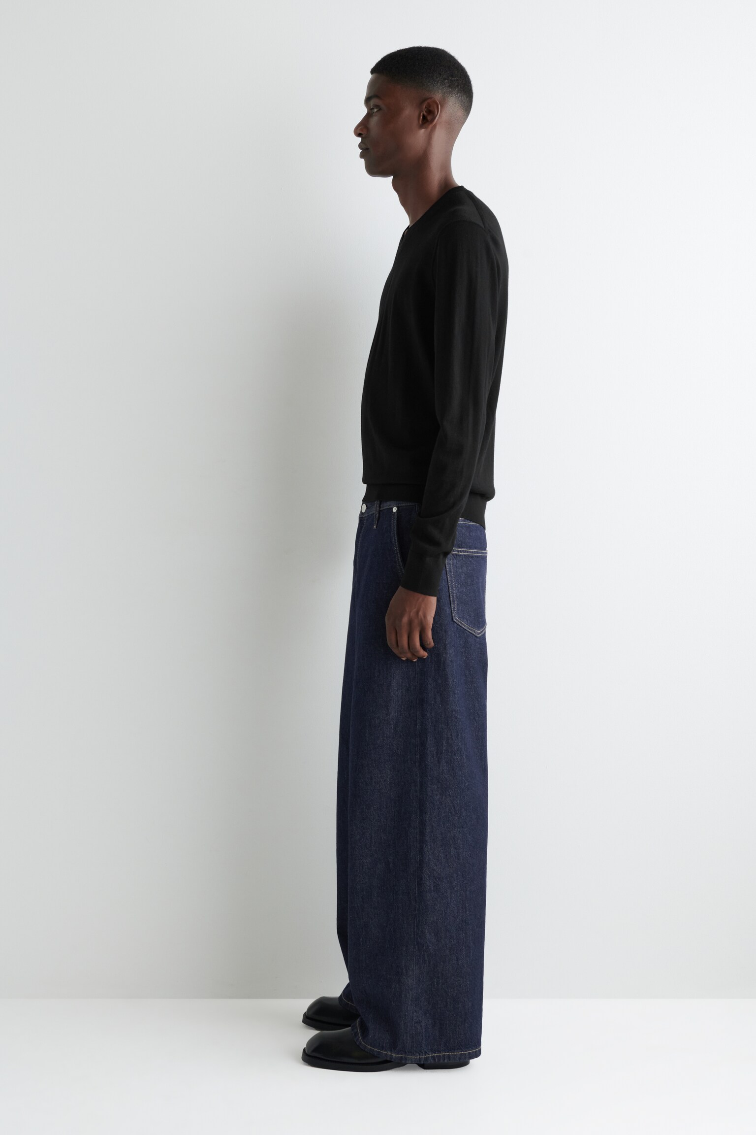 PANTALÓN VAQUERO ANCHO - AZUL OSCURO - 5