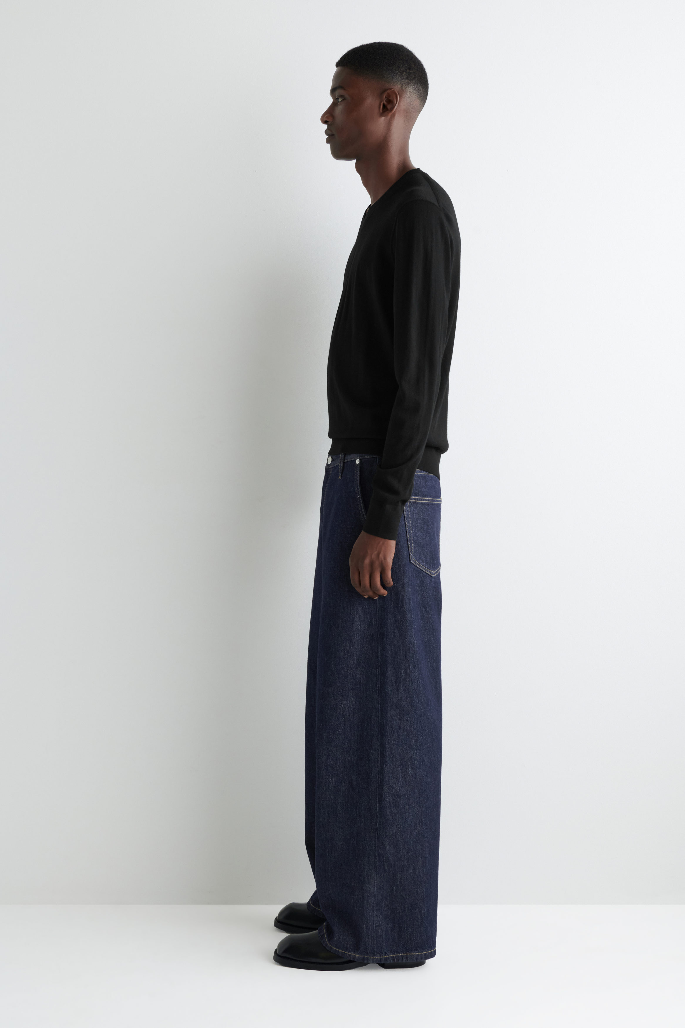 OVERSIZED WIDE-LEG DENIM TROUSERS - DARK BLUE | COS