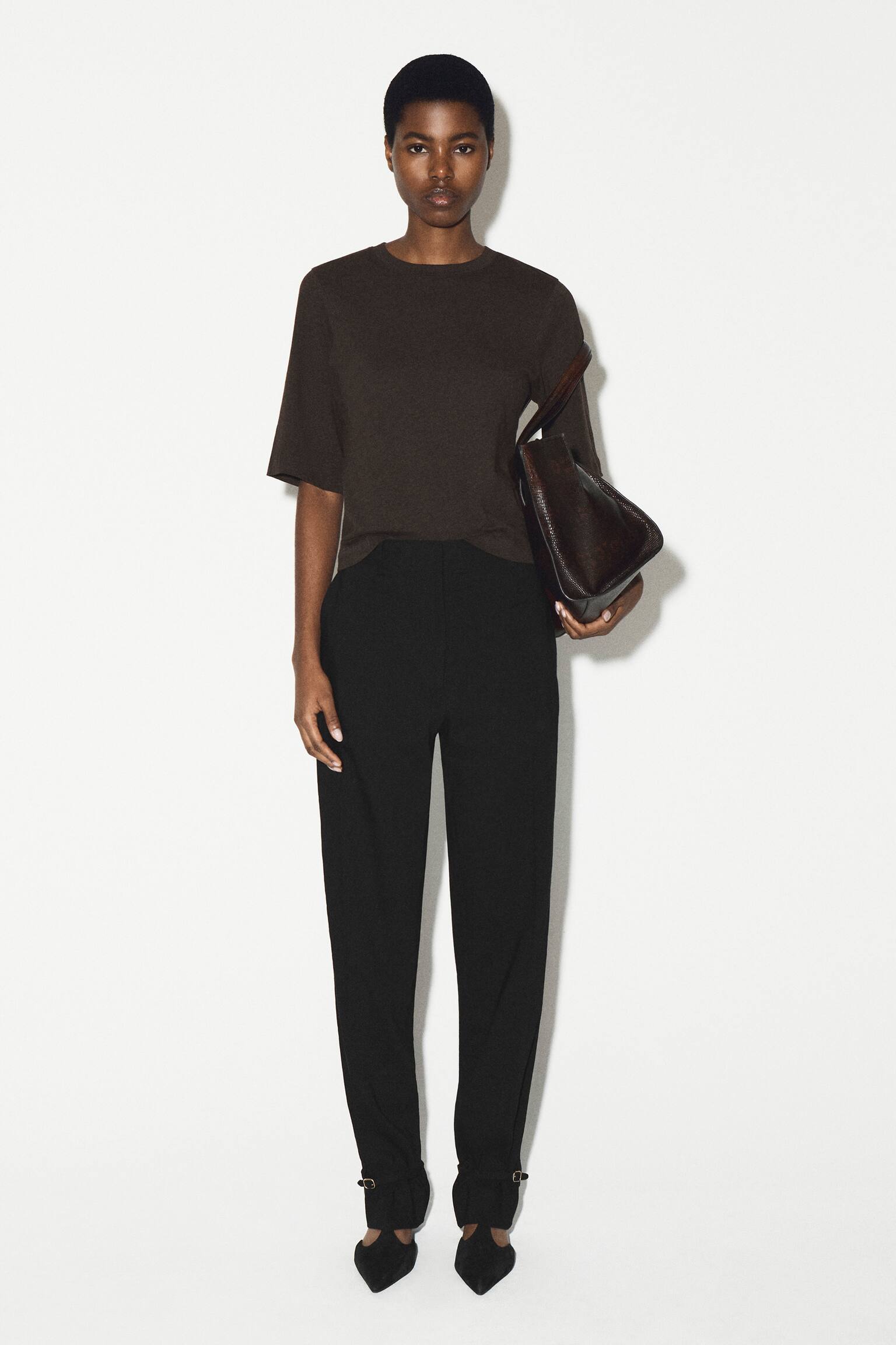 Katoenen T-shirt - DONKERBRUIN/Crème/Wit / rood / gestreept - 6