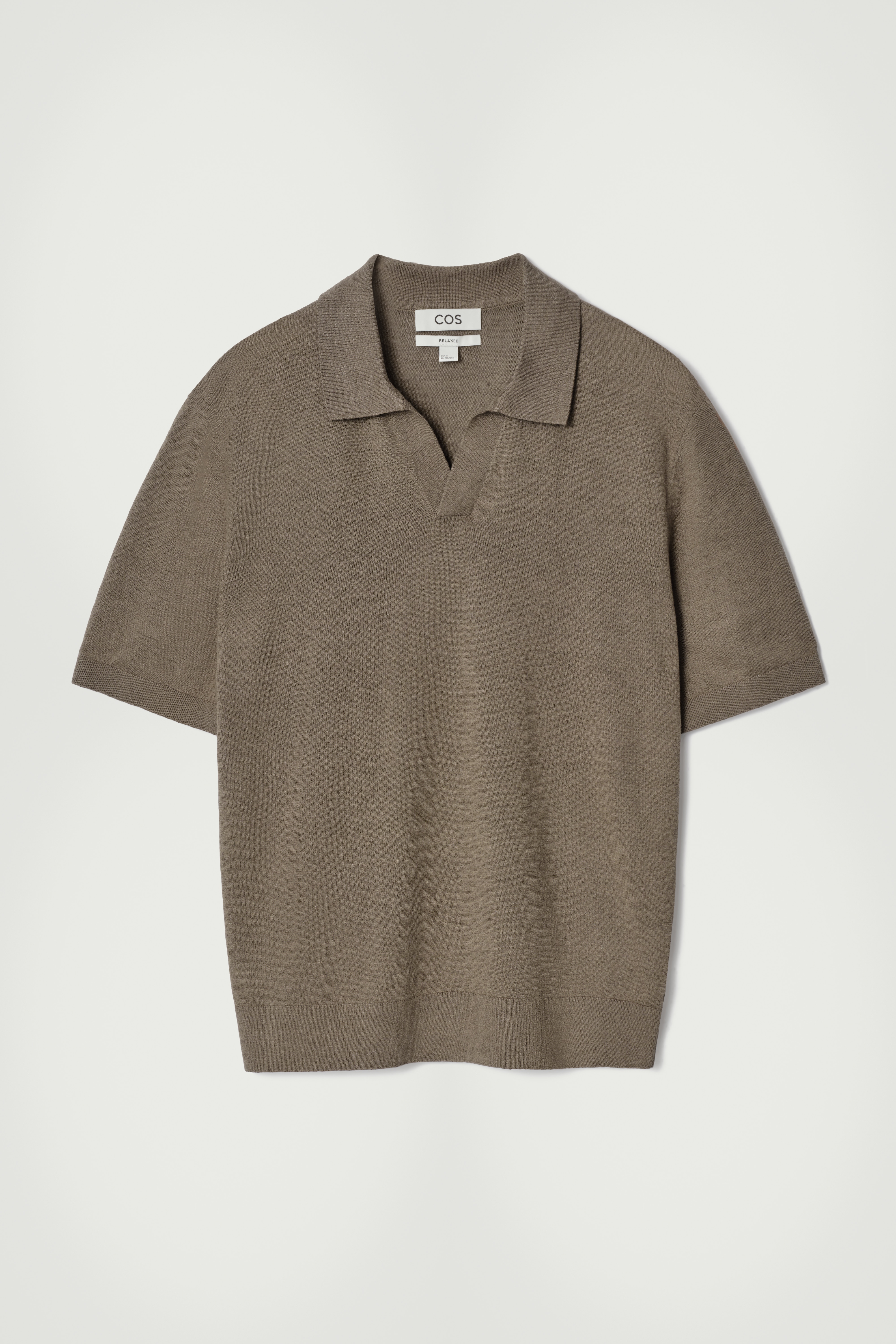 KNITTED LINEN POLO SHIRT - DARK MOLE/BLUE