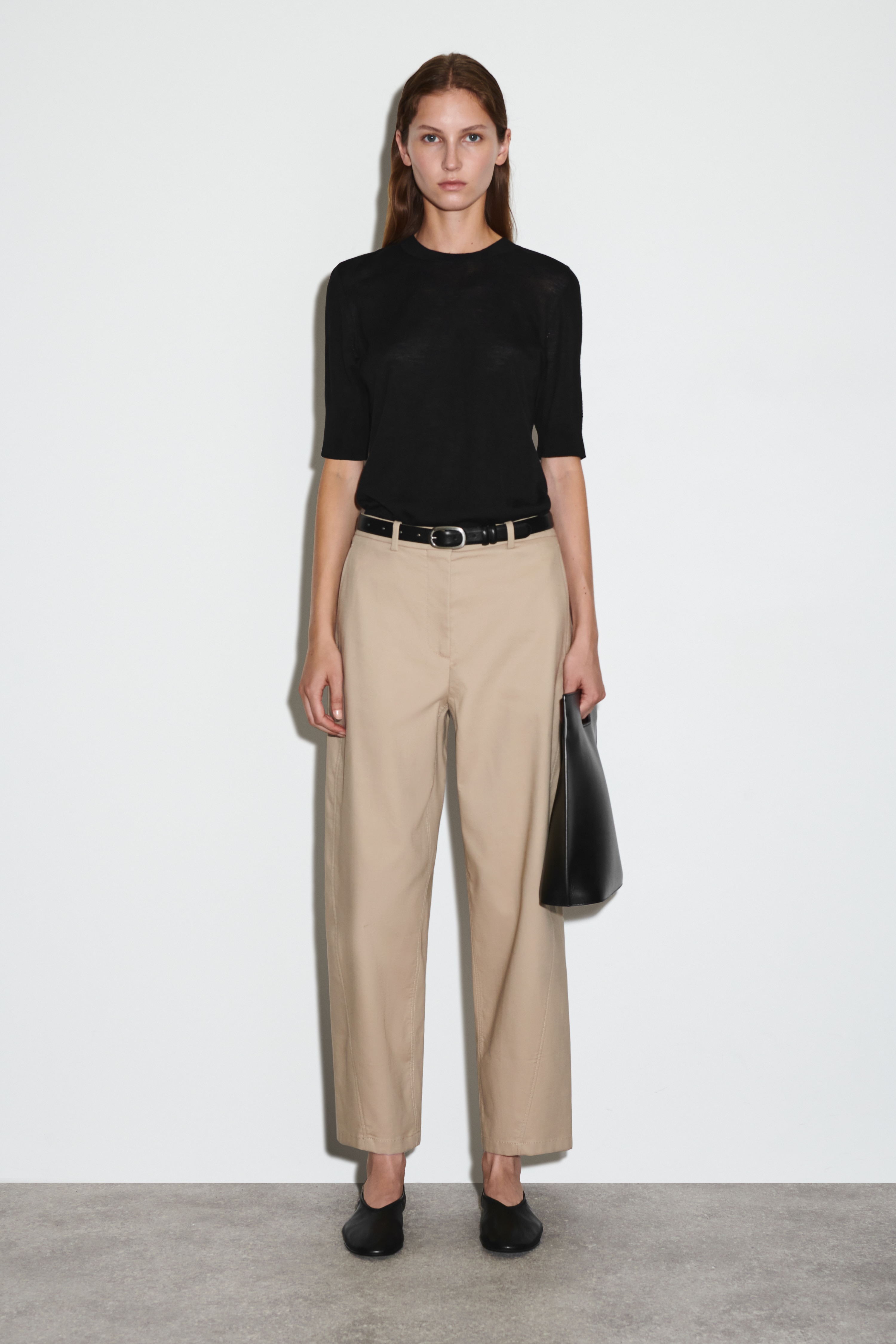 BROEK MET COTTON CHINO EN TROMPETPIJP - buinbeige/MARINEBLAUW