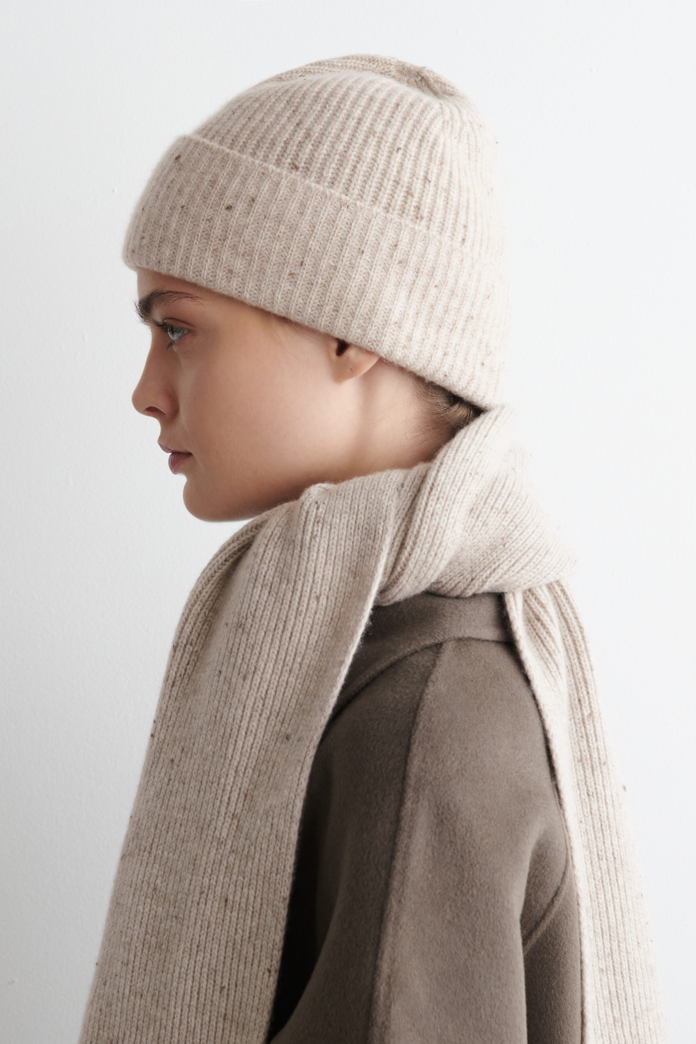 WOOL-CASHMERE BEANIE - BEIGE MÉLANGE | COS