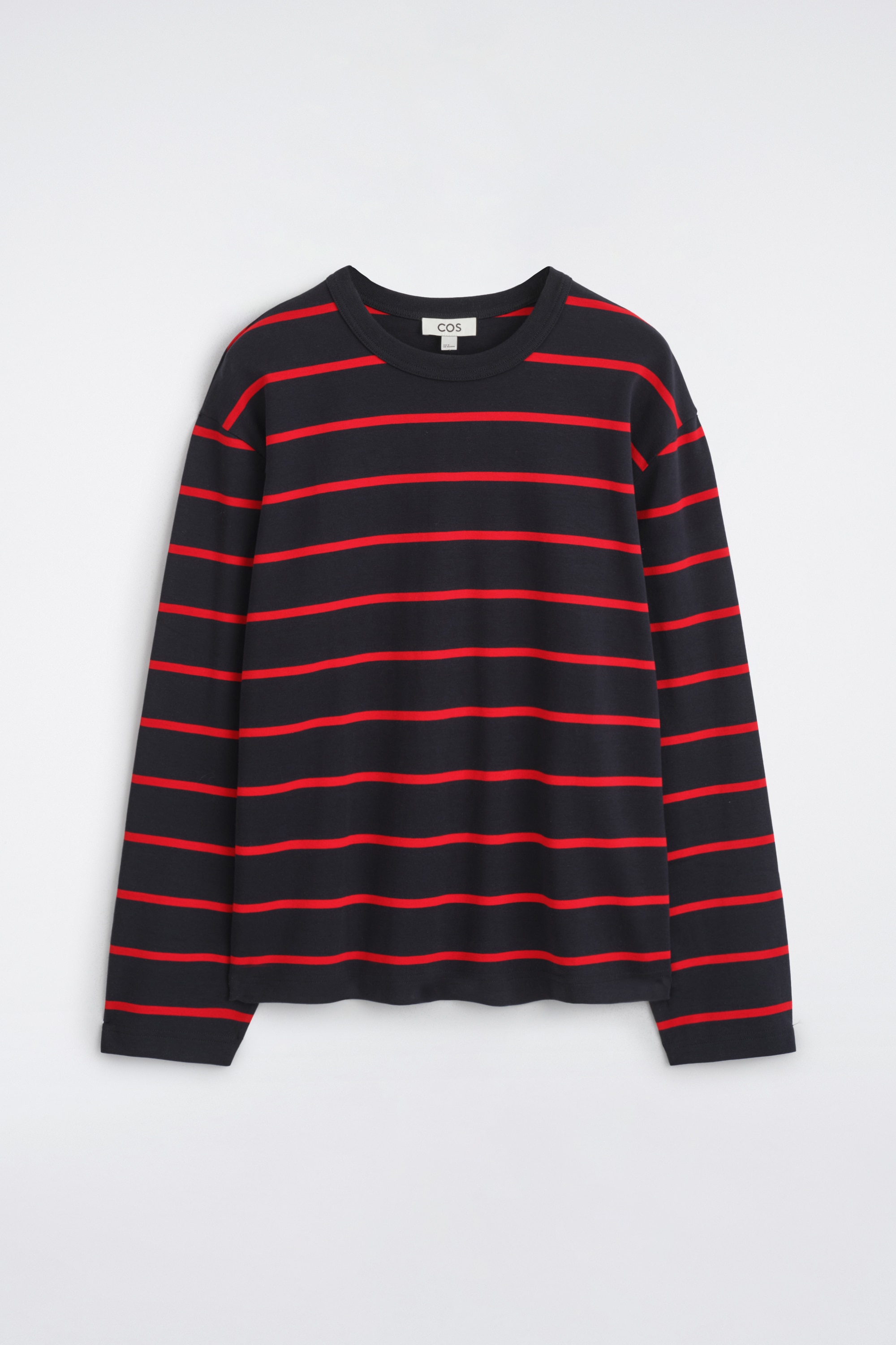 CAMISETA ALGODÓN MANGA LARGA RELAXED FIT - NAVY / RED / STRIPED/NEGRO/MARFIL / VERDE / RAYAS/NEGRO/BLANCO/A RAYAS/BLANCO