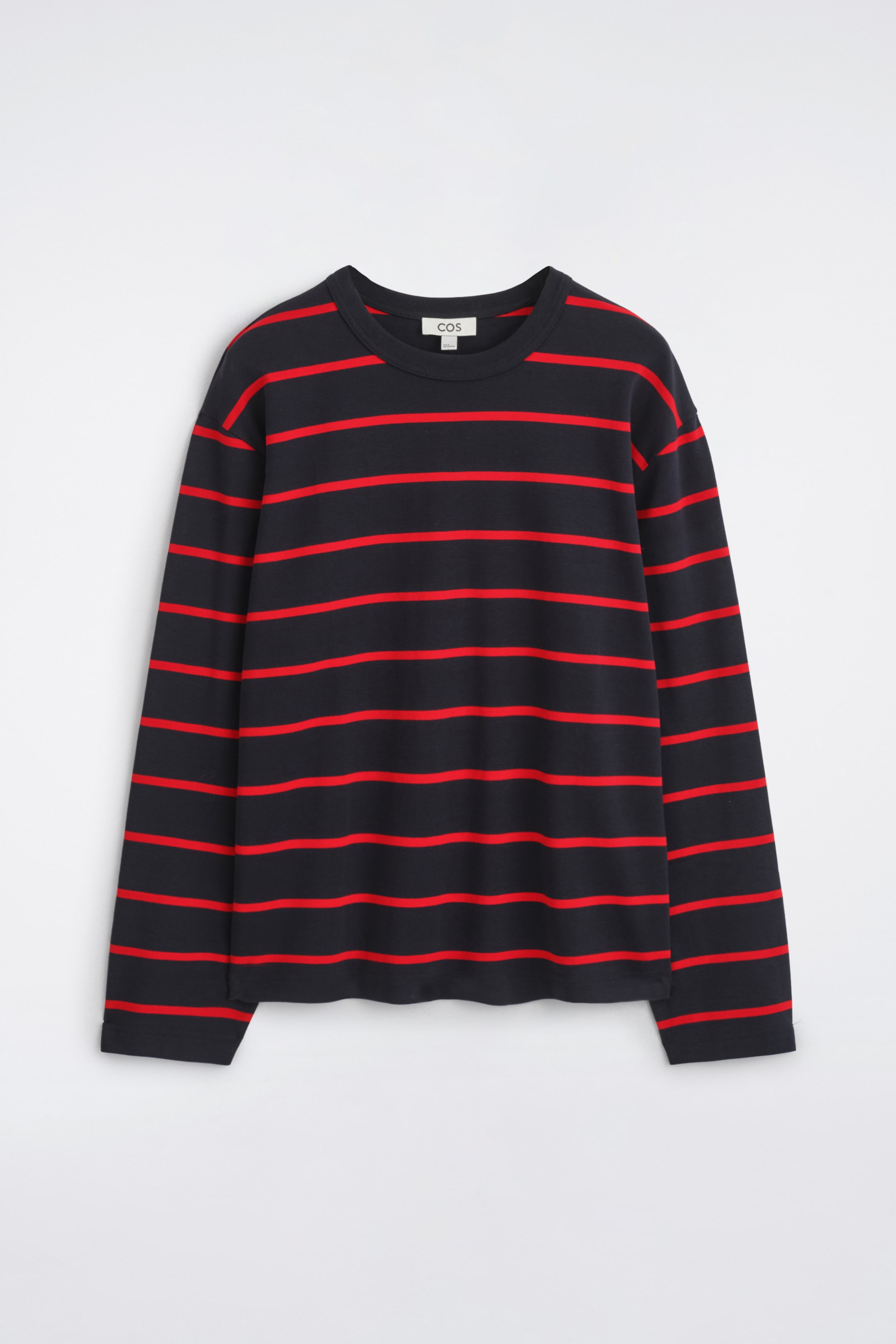 Visa större bild: LÅNGÄRMAD T-SHIRT I JERSEY INTERLOCK - NAVY / RED / STRIPED - HERR | H&M SE 1