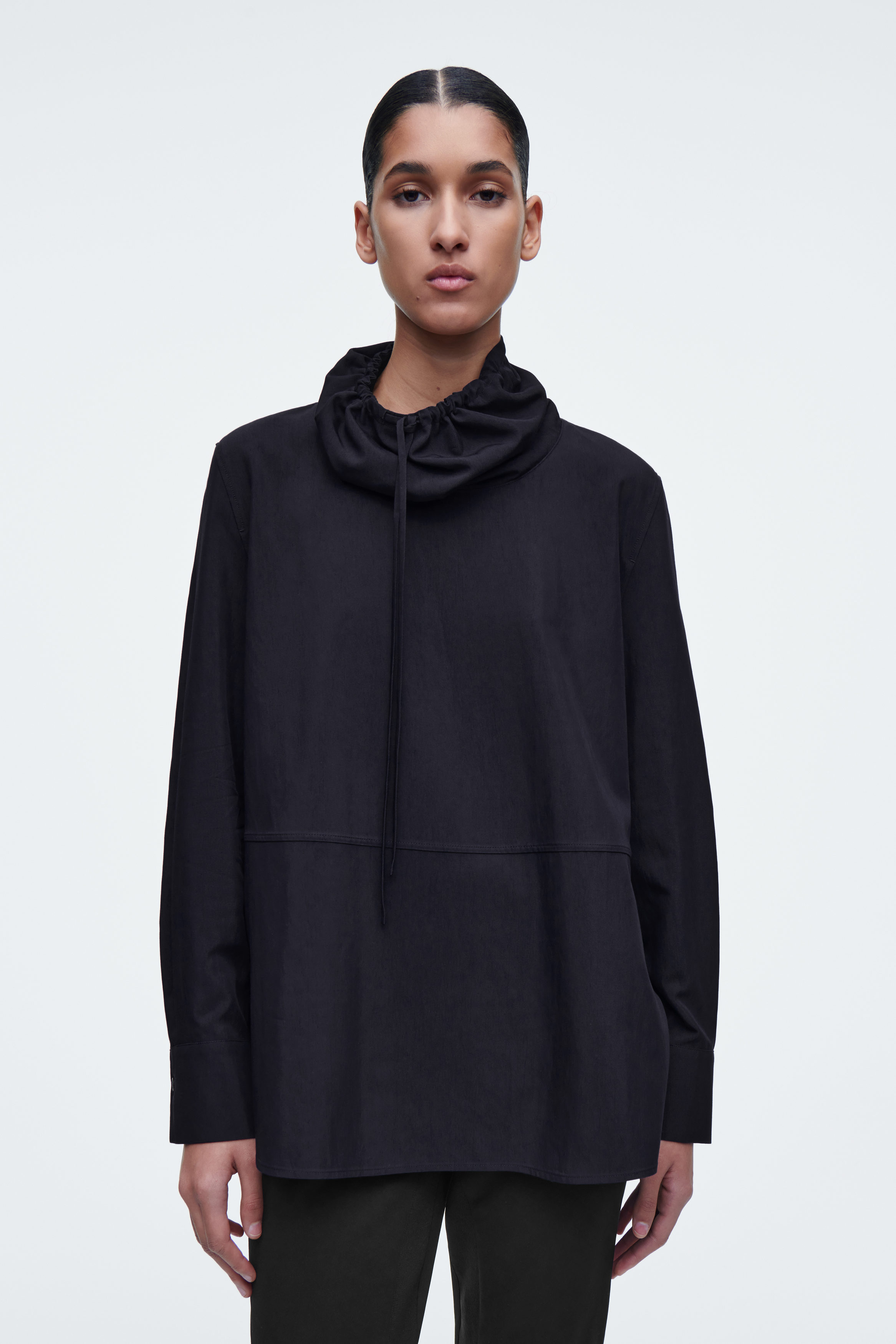 DRAWSTRING-NECK TOP - NAVY | COS