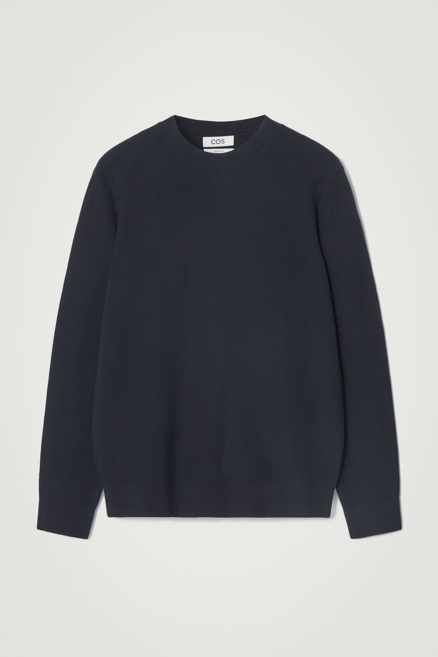 PULL REGULAR EN MAILLE DE COTON CÔTELÉE - BLEU MARINE - 1