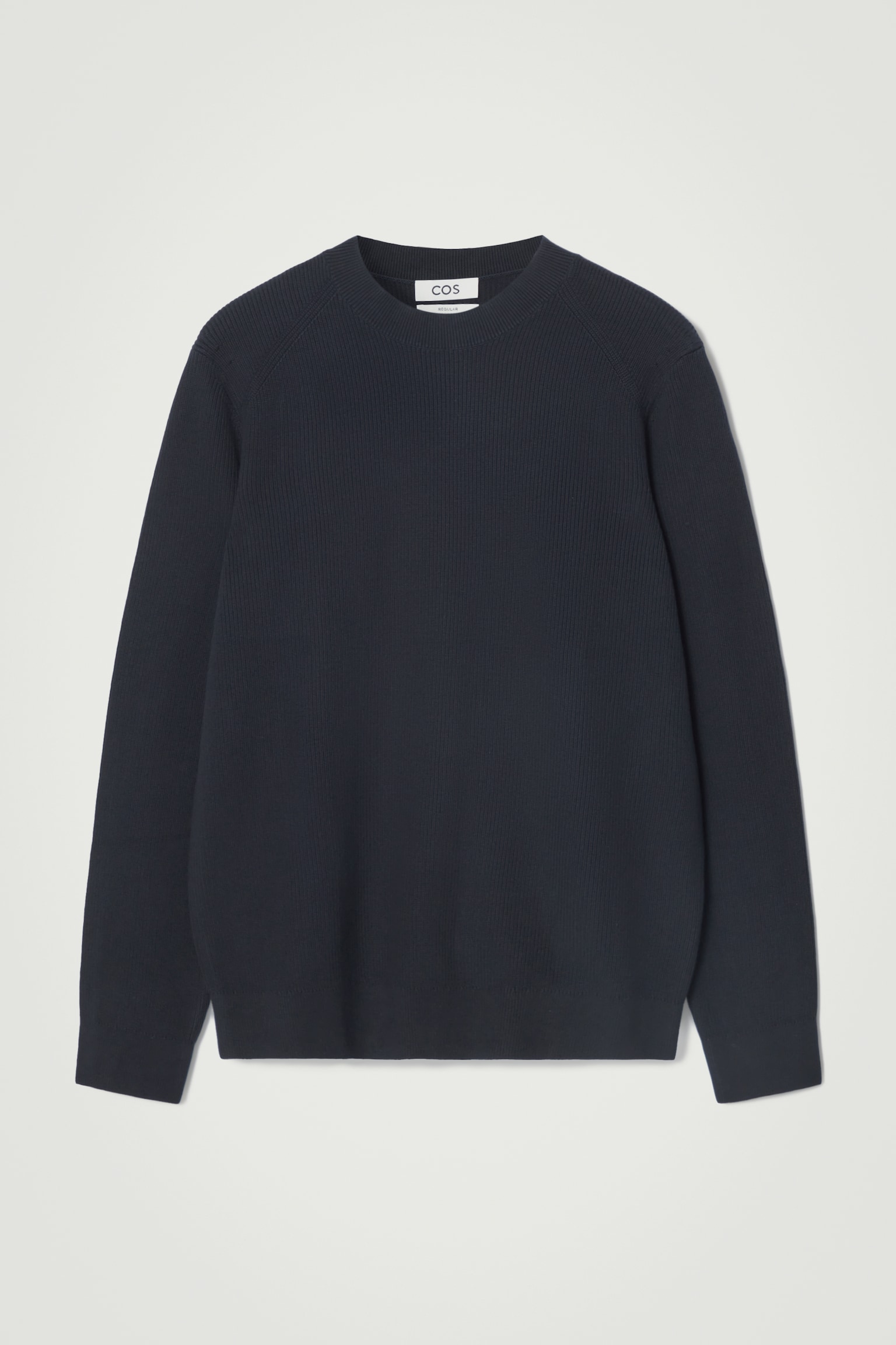 REGULAR RIBBED-KNIT COTTON JUMPER - NAVY/BLACK