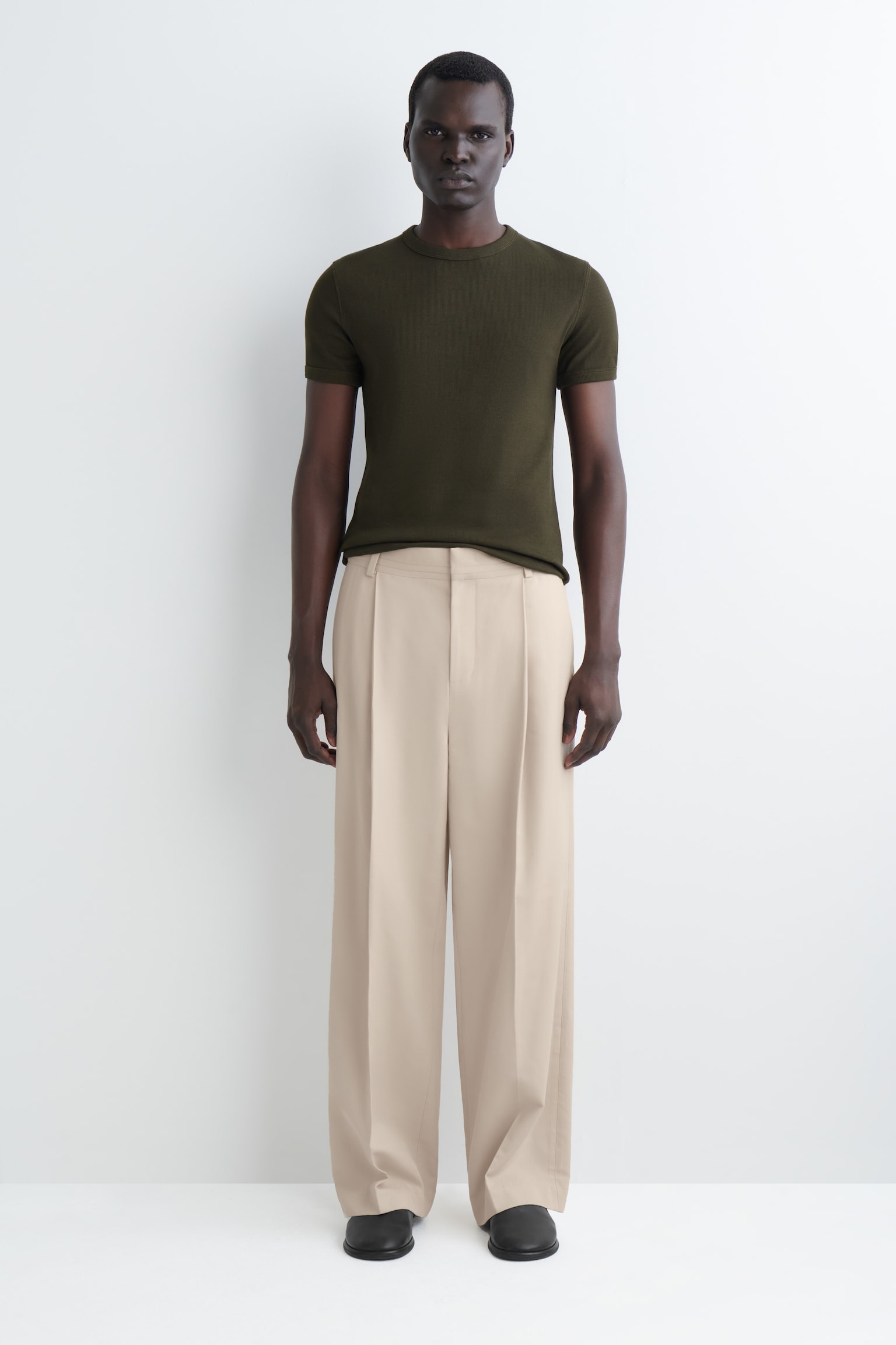 T-SHIRT SLIM EN COTON CÔTELÉ - KAKI FONCÉ/BLANC/NOIR/BLEU MARINE/KAKI/GRIS CLAIR/TAUPE FONCÉ - 3