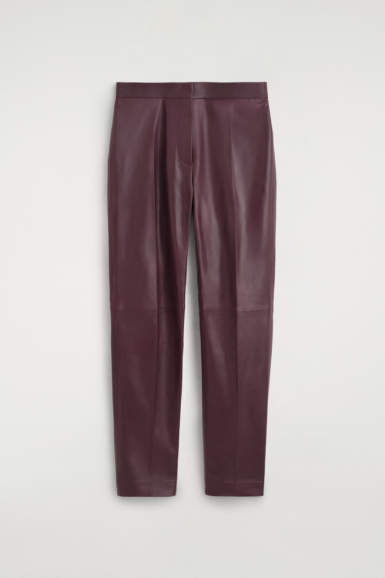 LEATHER STRAIGHT-LEG PANTS — BORDEAUX