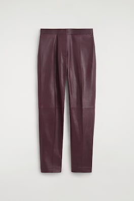 LEATHER STRAIGHT-LEG PANTS — BORDEAUX 9