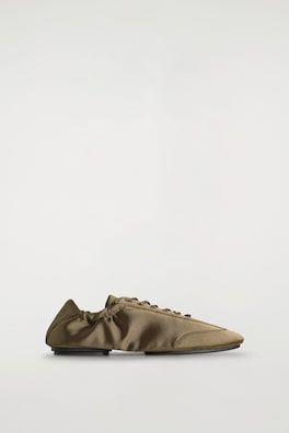 SATIN-SUEDE BALLET SNEAKERS — KHAKI 4