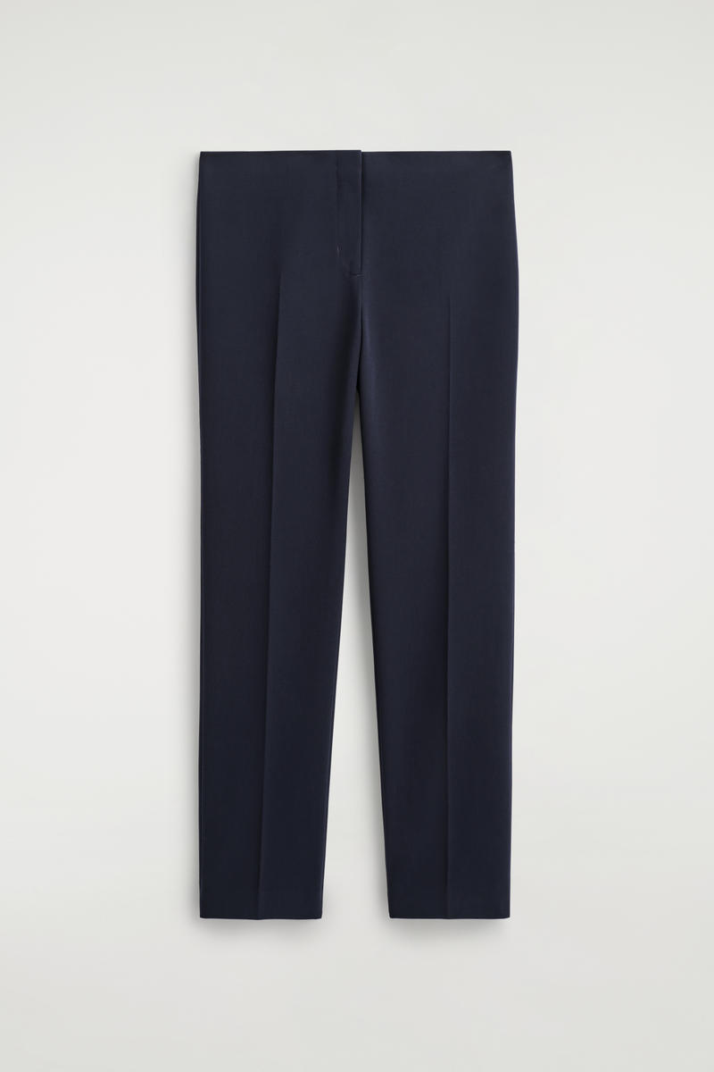 Cos Slim Wool-blend Trousers In Blue In Blue