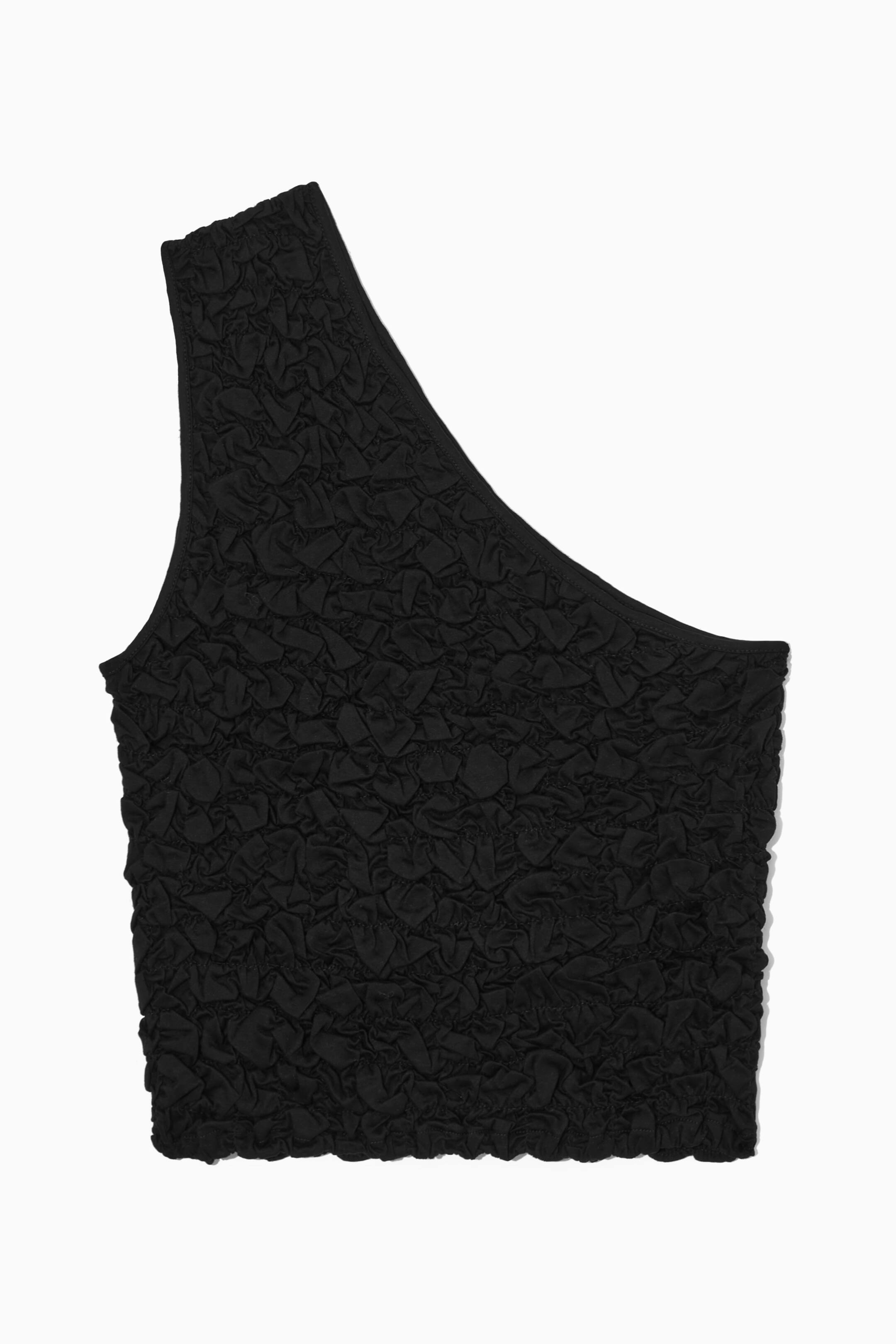 View larger image: SMOCKED ONE-SHOULDER TANK TOP - BLACK - Ladies | H&M GB 1