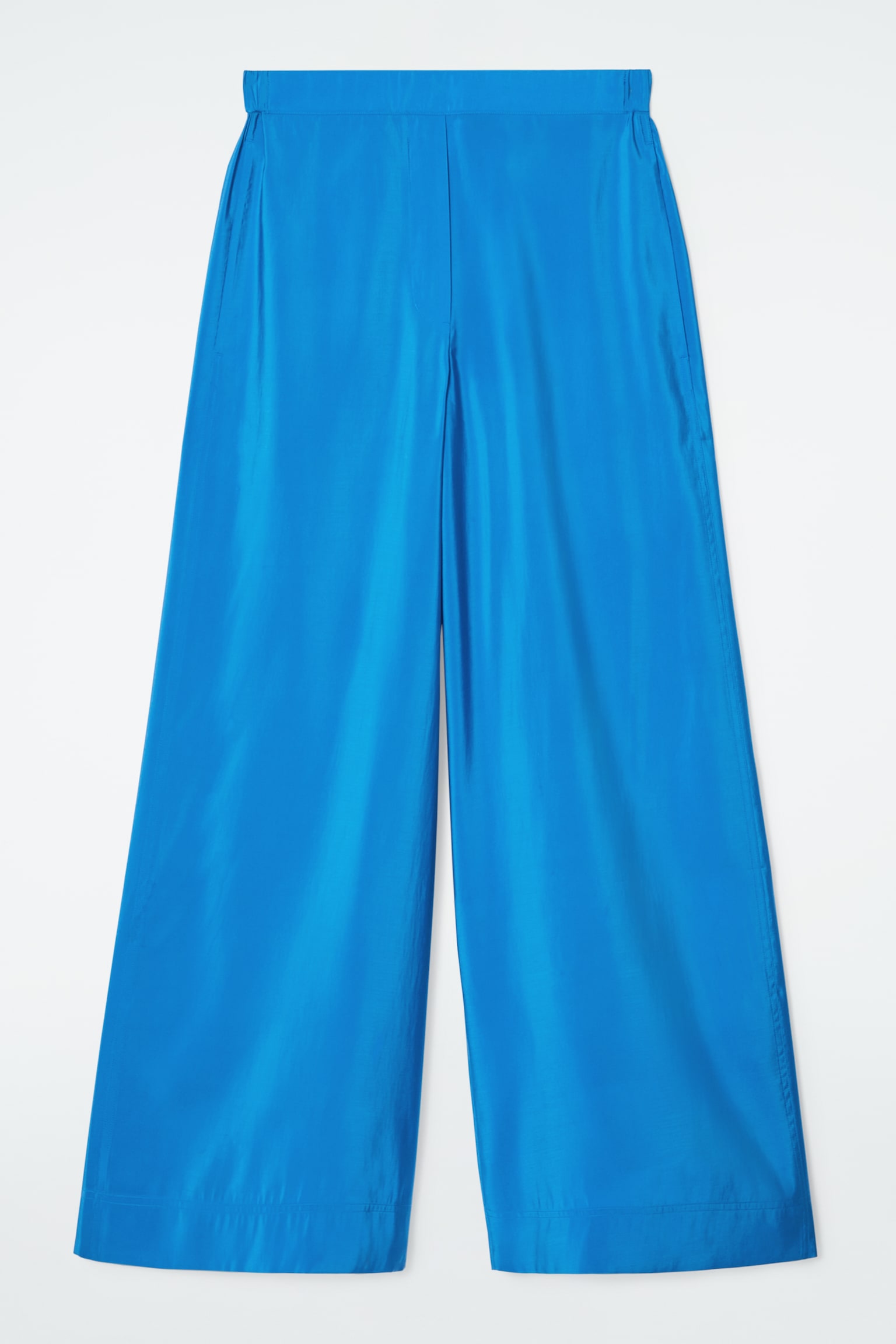 ELASTICATED WIDE-LEG TROUSERS - BRIGHT BLUE/OFF-WHITE/BLACK