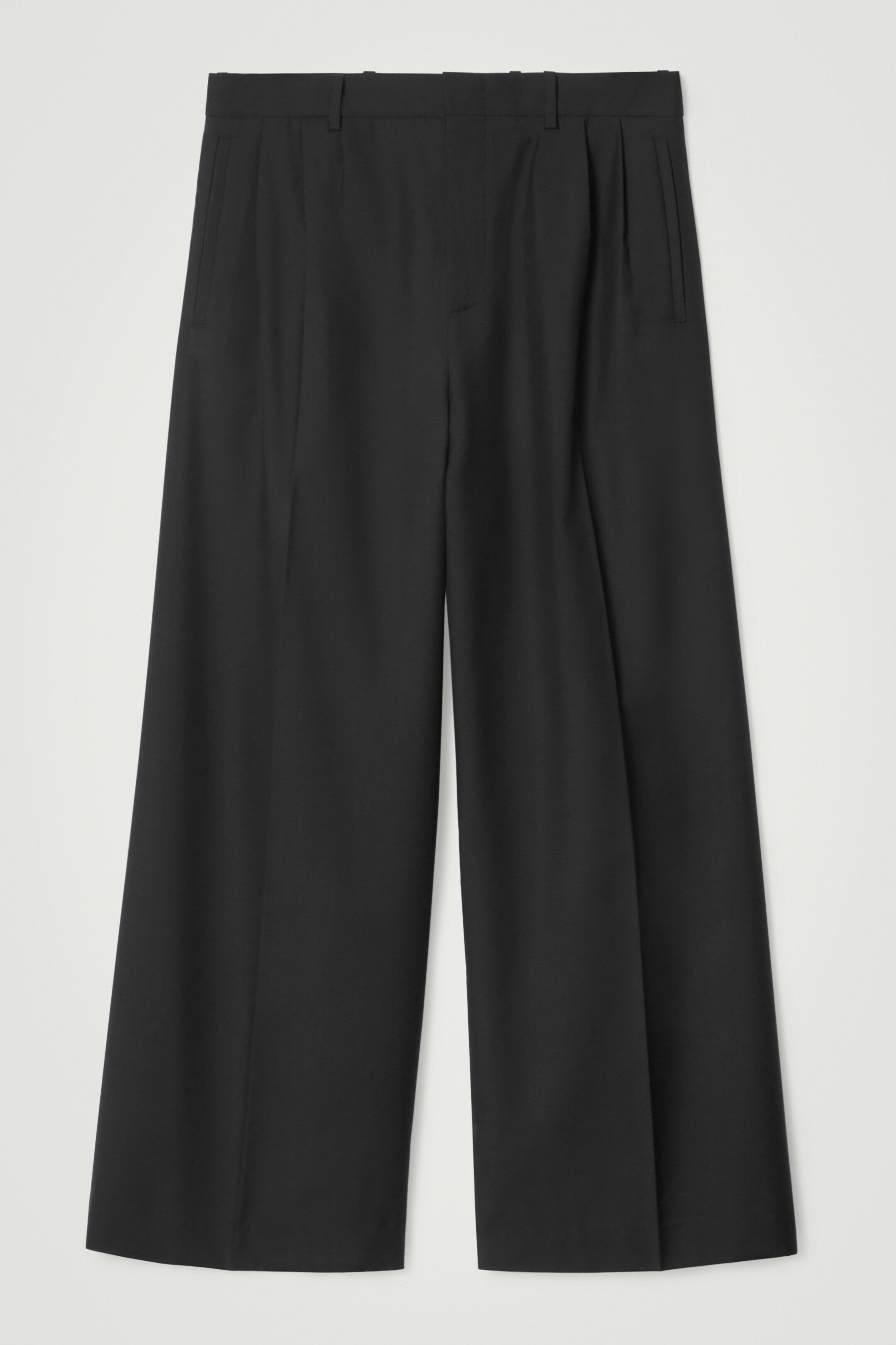 Zobrazit větší obrázek: PLEATED WOOL WIDE-LEG TROUSERS - ČERNÁ - MUŽI | H&M CZ 6