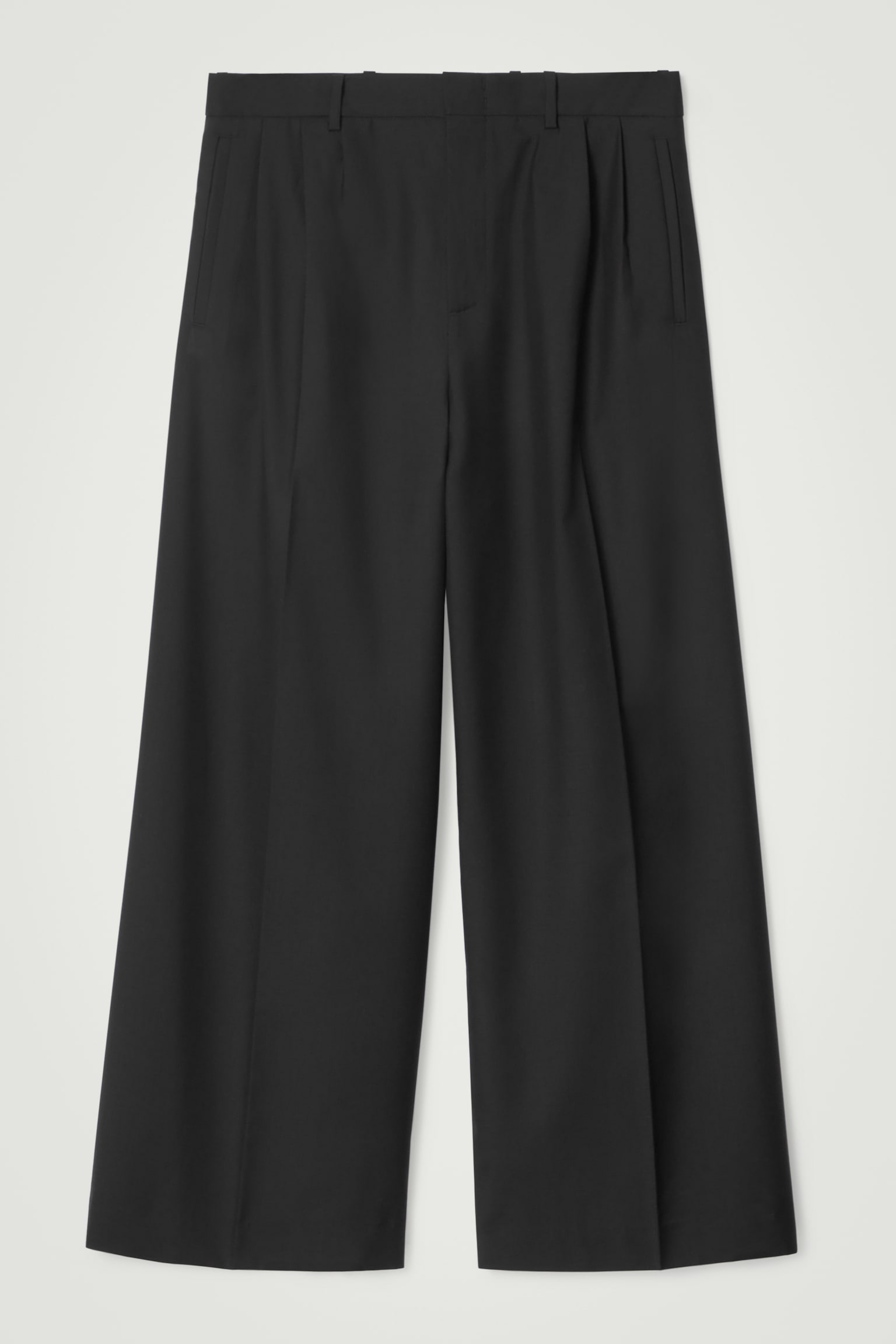 WOLLHOSE MIT WEITEM BEIN UND FALTEN - SCHWARZ/DUNKELBRAUN - 2