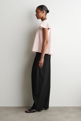 FLUTED-SLEEVE COTTON BLOUSE — PINK 3