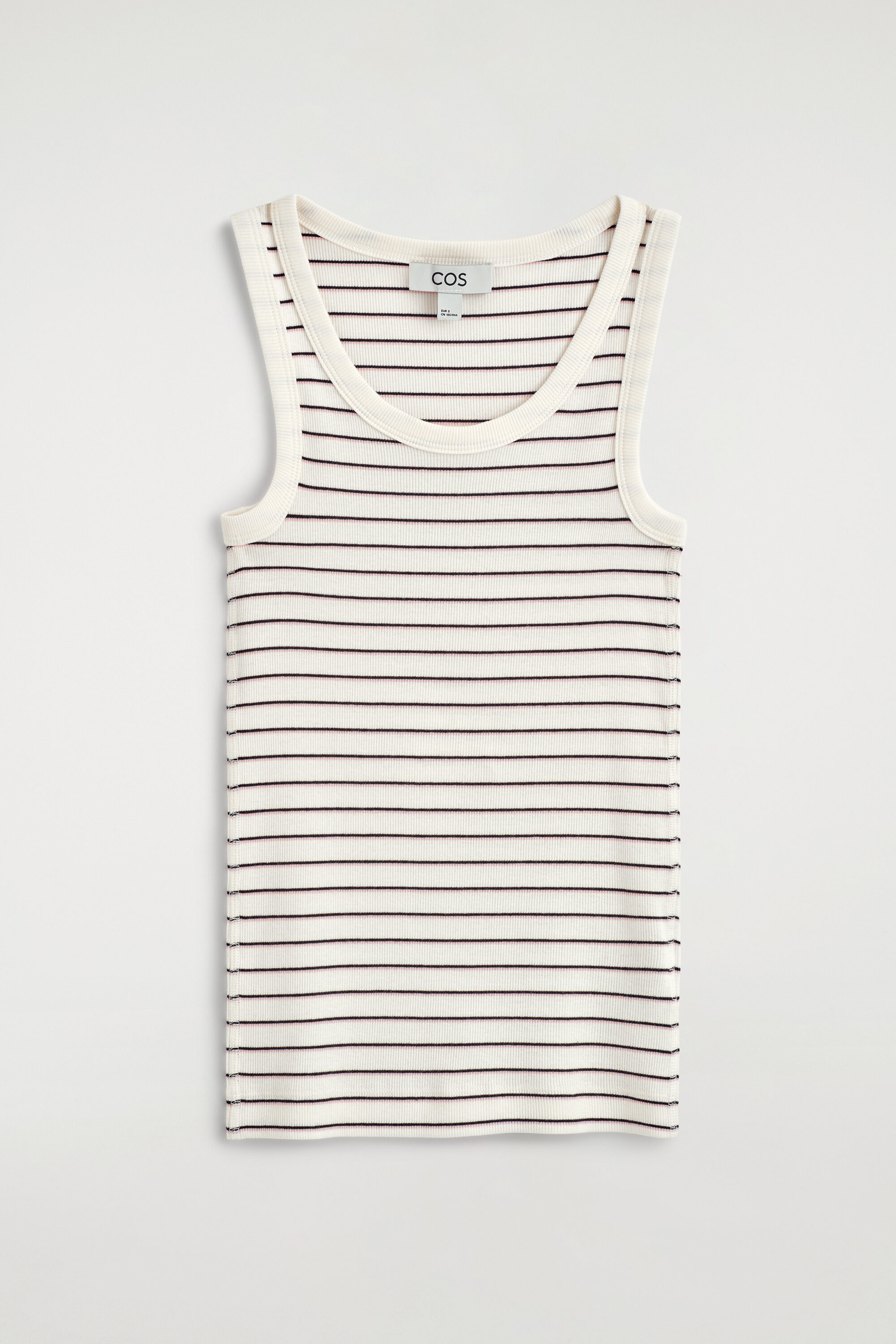 RIBBED COTTON TANK TOP - WHITE / PINK / STRIPED | COS CA
