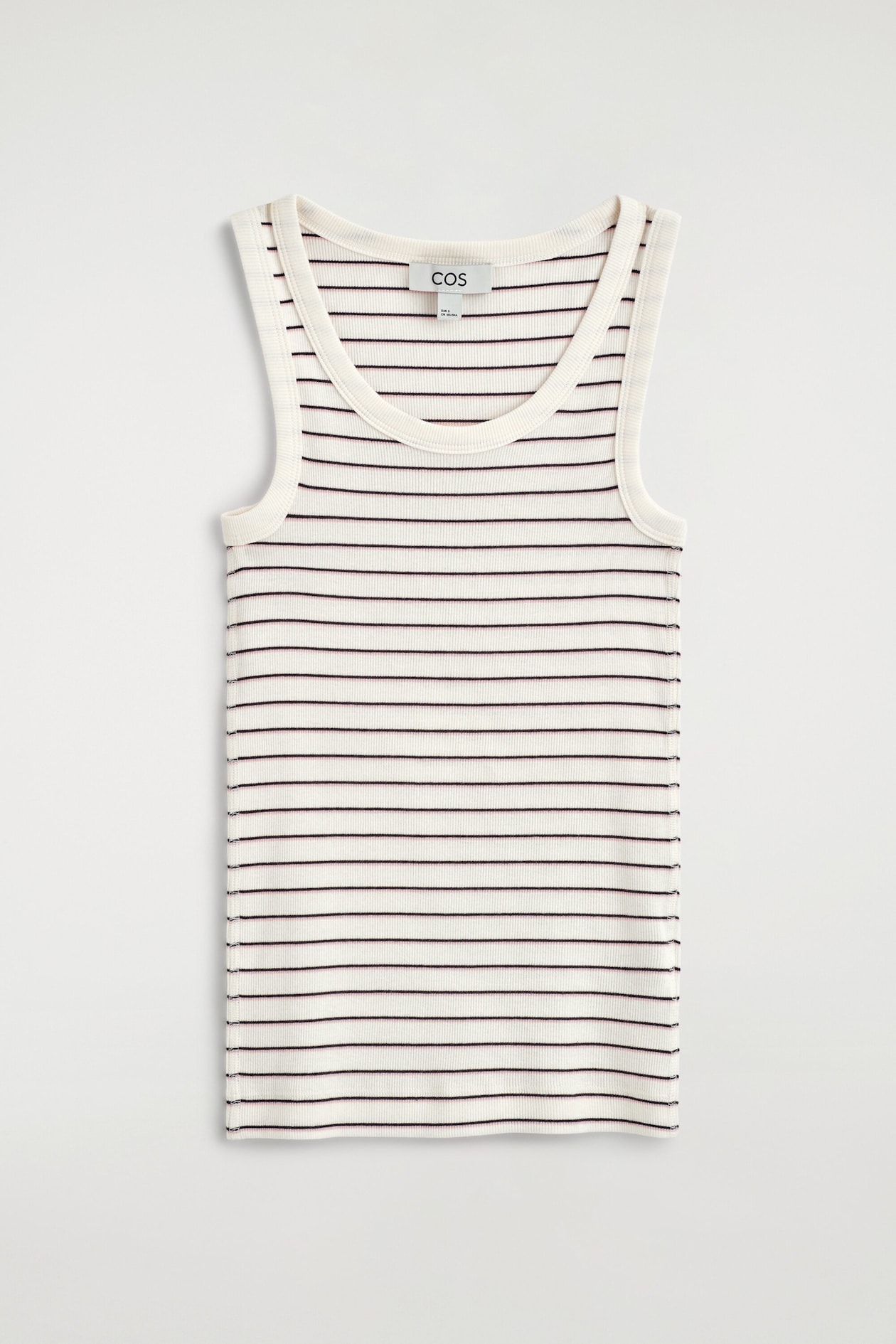 RIBBED COTTON TANK TOP — WHITE / PINK / STRIPED