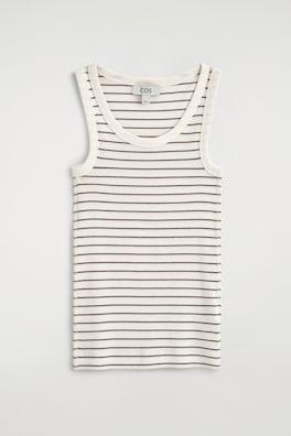 RIBBED COTTON TANK TOP — WHITE / PINK / STRIPED 7