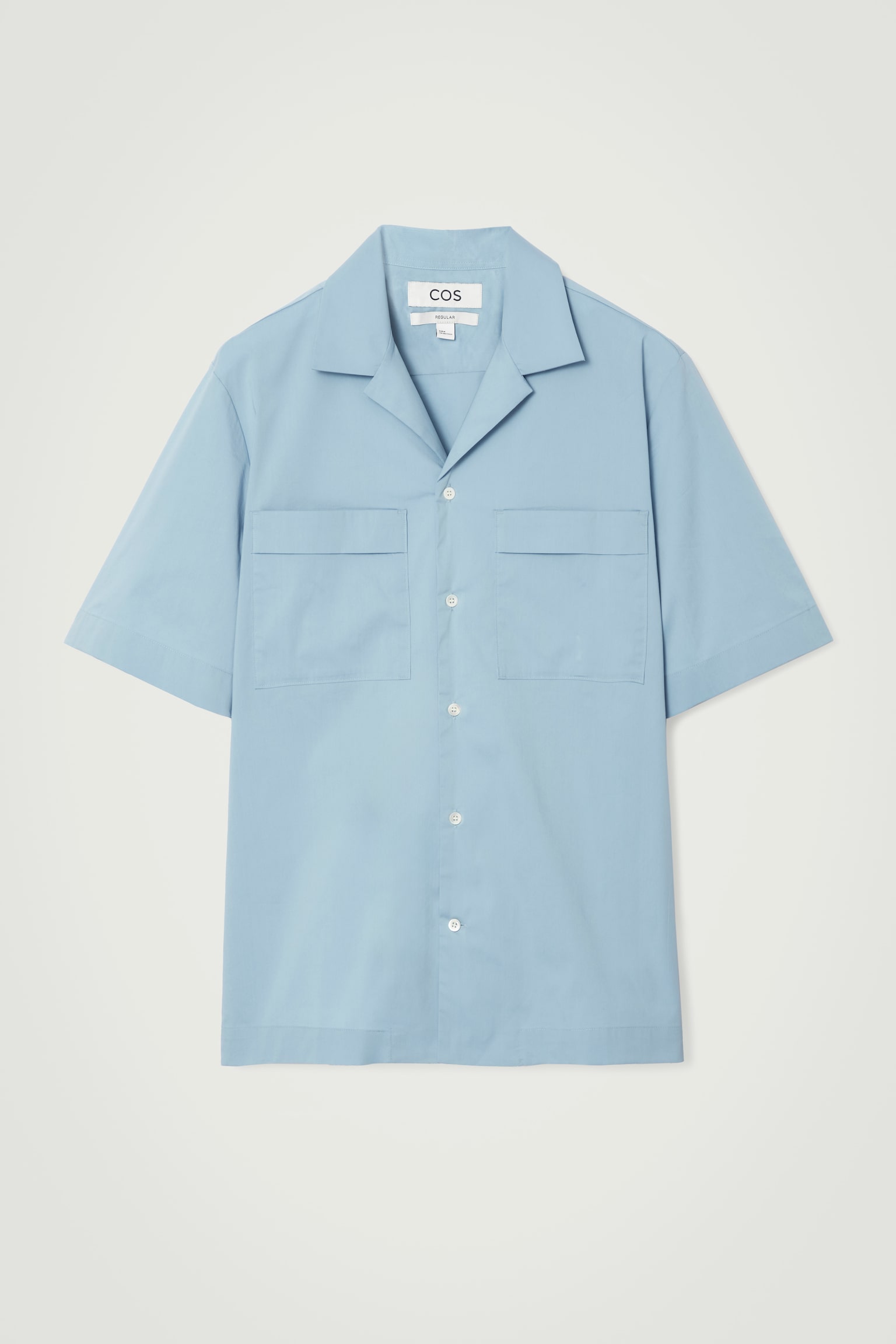 UTILITY COTTON SHORT-SLEEVED SHIRT - LIGHT BLUE/NAVY