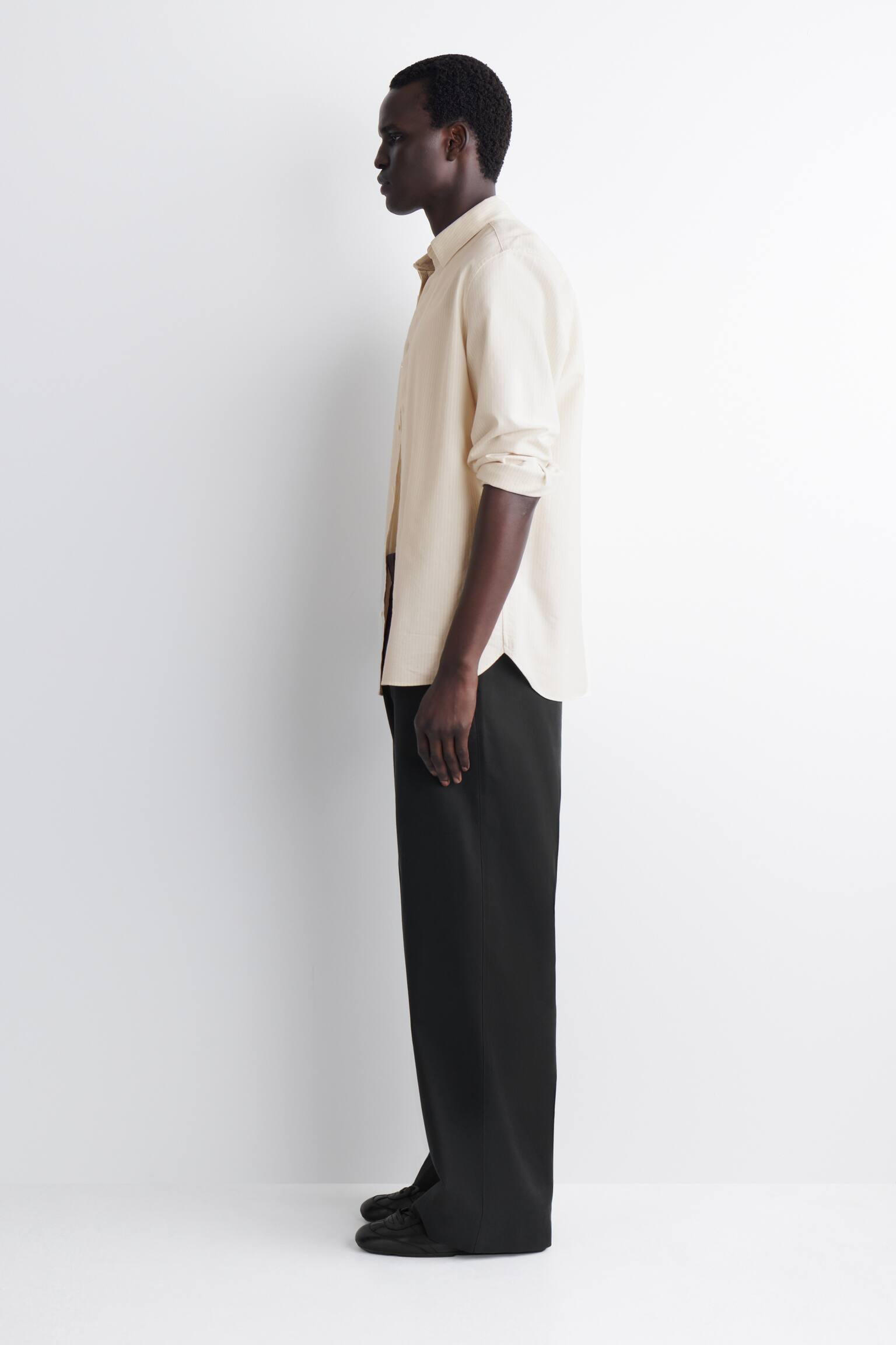 Katoenen chinos met wijde pijpen - ZWART/buinbeige - 8