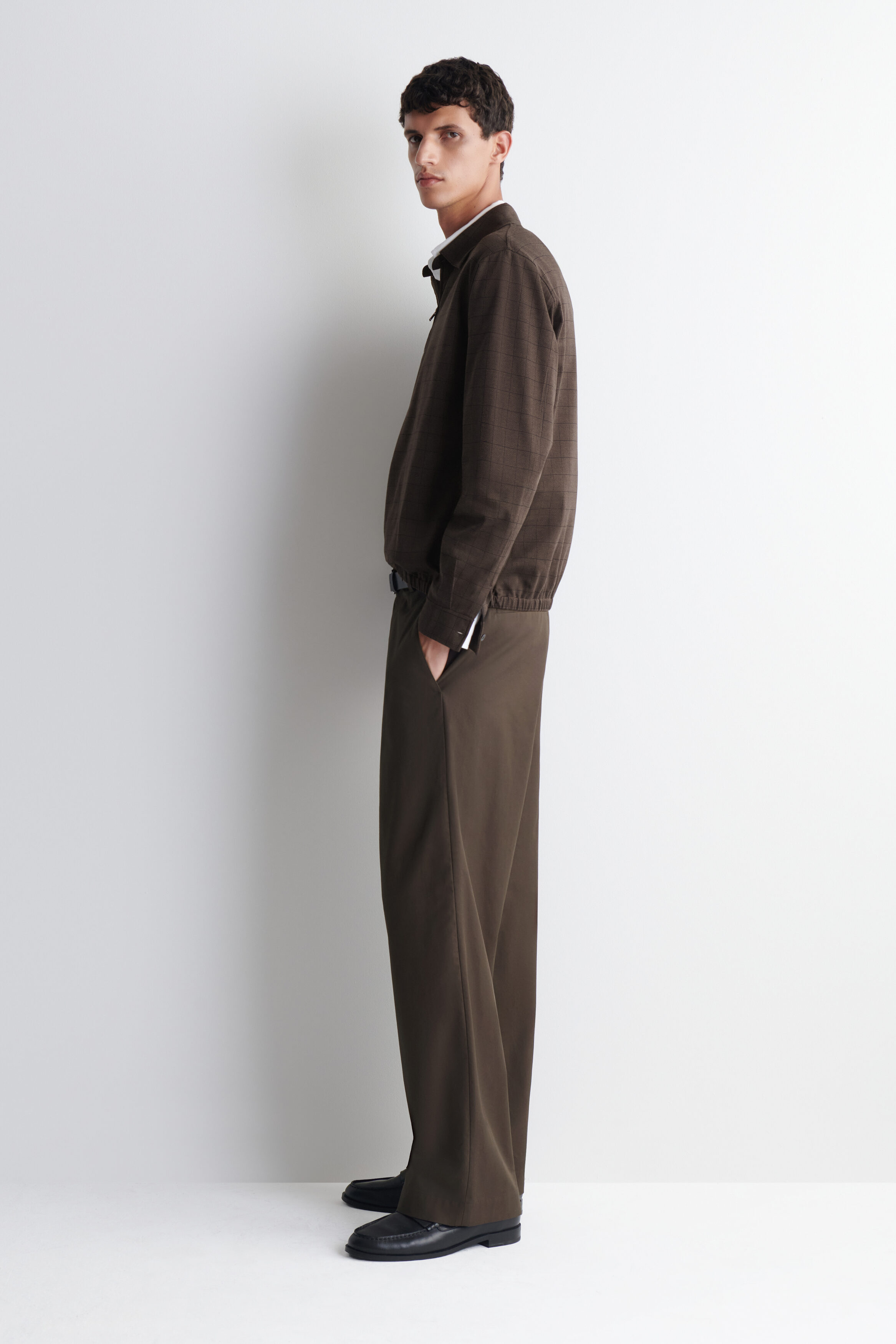 CHECKED COTTON JACQUARD ZIP-UP POLO SHIRT - thumbnail 3