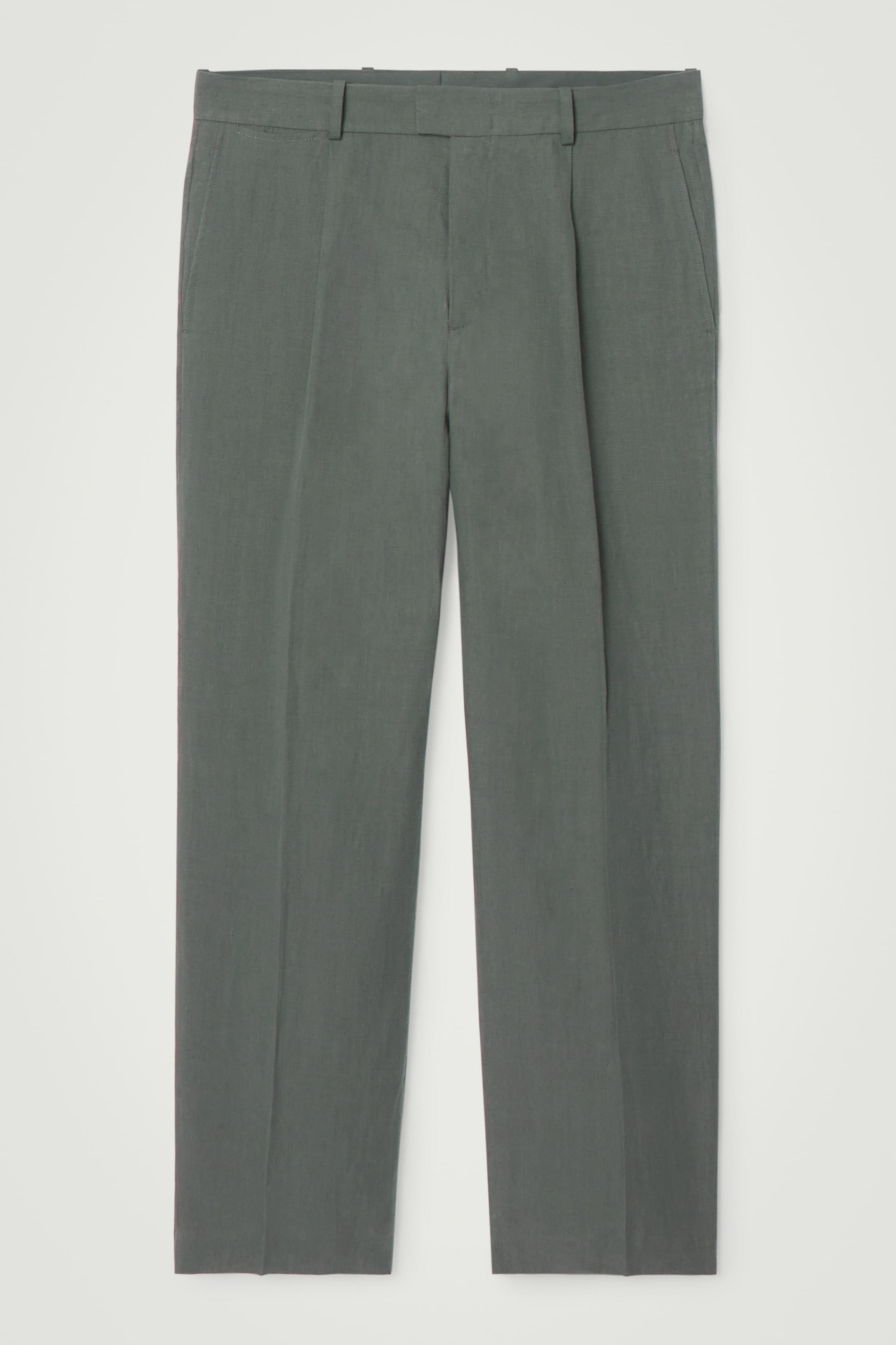 Grösseres Bild ansehen: LEINENHOSE MIT FALTEN UND GERADEM BEIN - GRÜN - HERREN | H&M CH 1